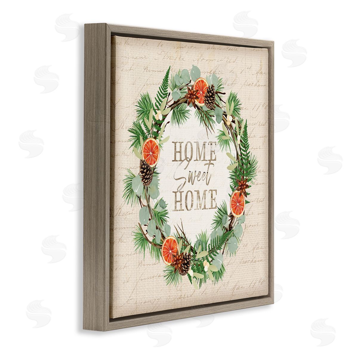 Jennifer Pugh Sweet Home Seasonal Wreath Brown Floating Frame Canvas Wall Art Print