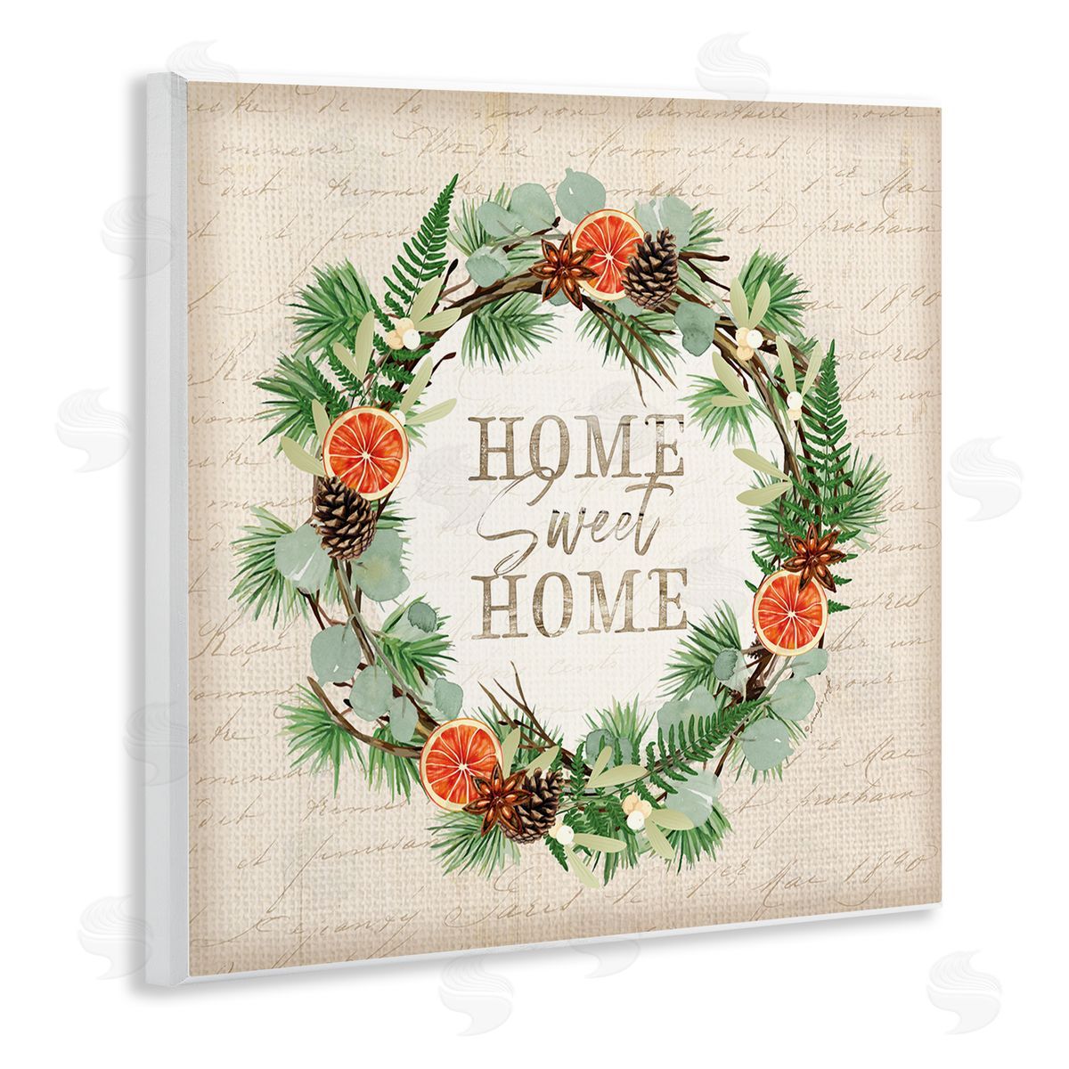 Jennifer Pugh Sweet Home Seasonal Wreath Wooden Wall Plaque Art Print