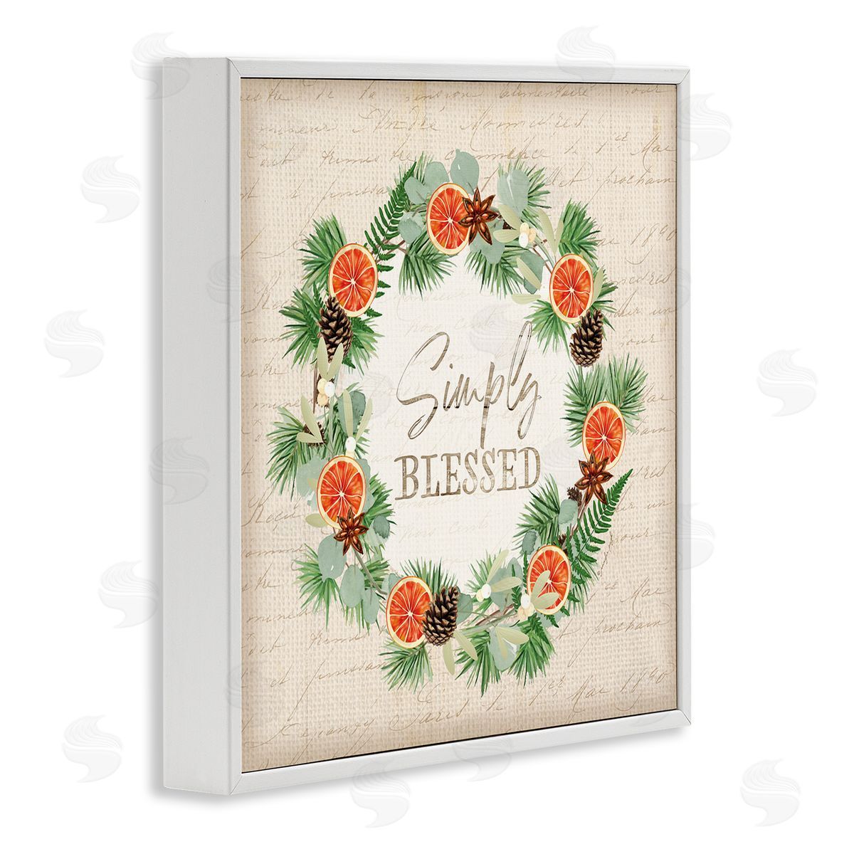 Jennifer Pugh Simply Blessed Botanical Wreath White Framed Glicee Wall Art Print