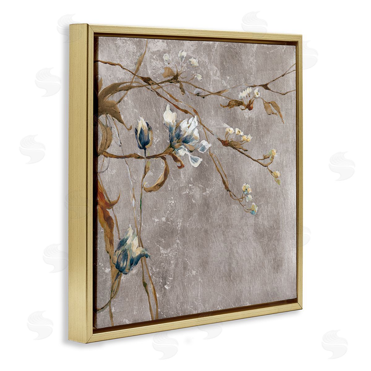 Liz Jardine Traditional Tree Flower Buds Gold Floating Frame Canvas Wall Art Print