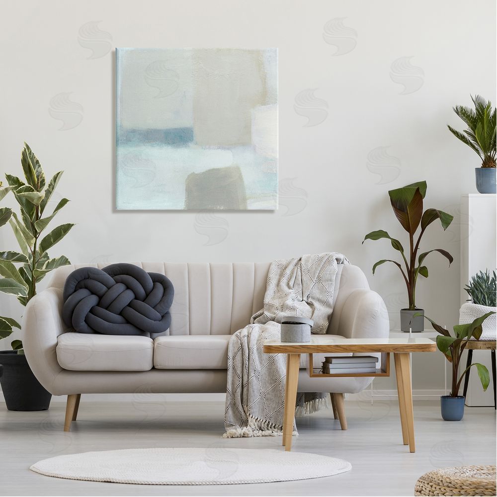 Carol Robinson Muted Blocked Abstract Shapes Canvas Wall Art in Room