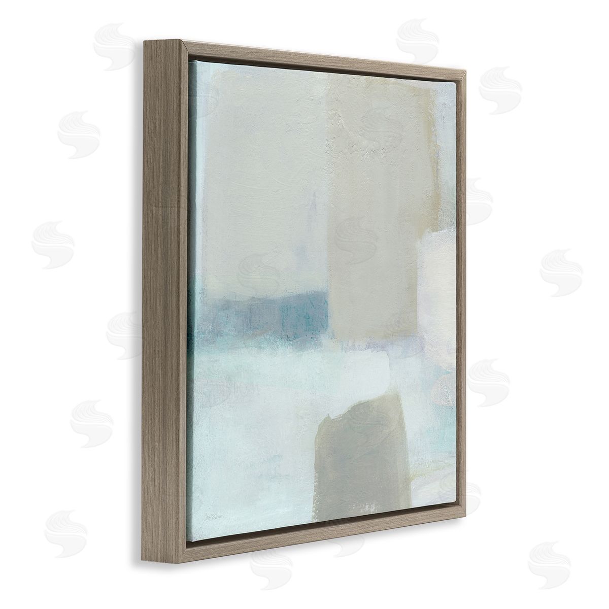 Carol Robinson Muted Blocked Abstract Shapes Brown Floating Frame Canvas Wall Art Print