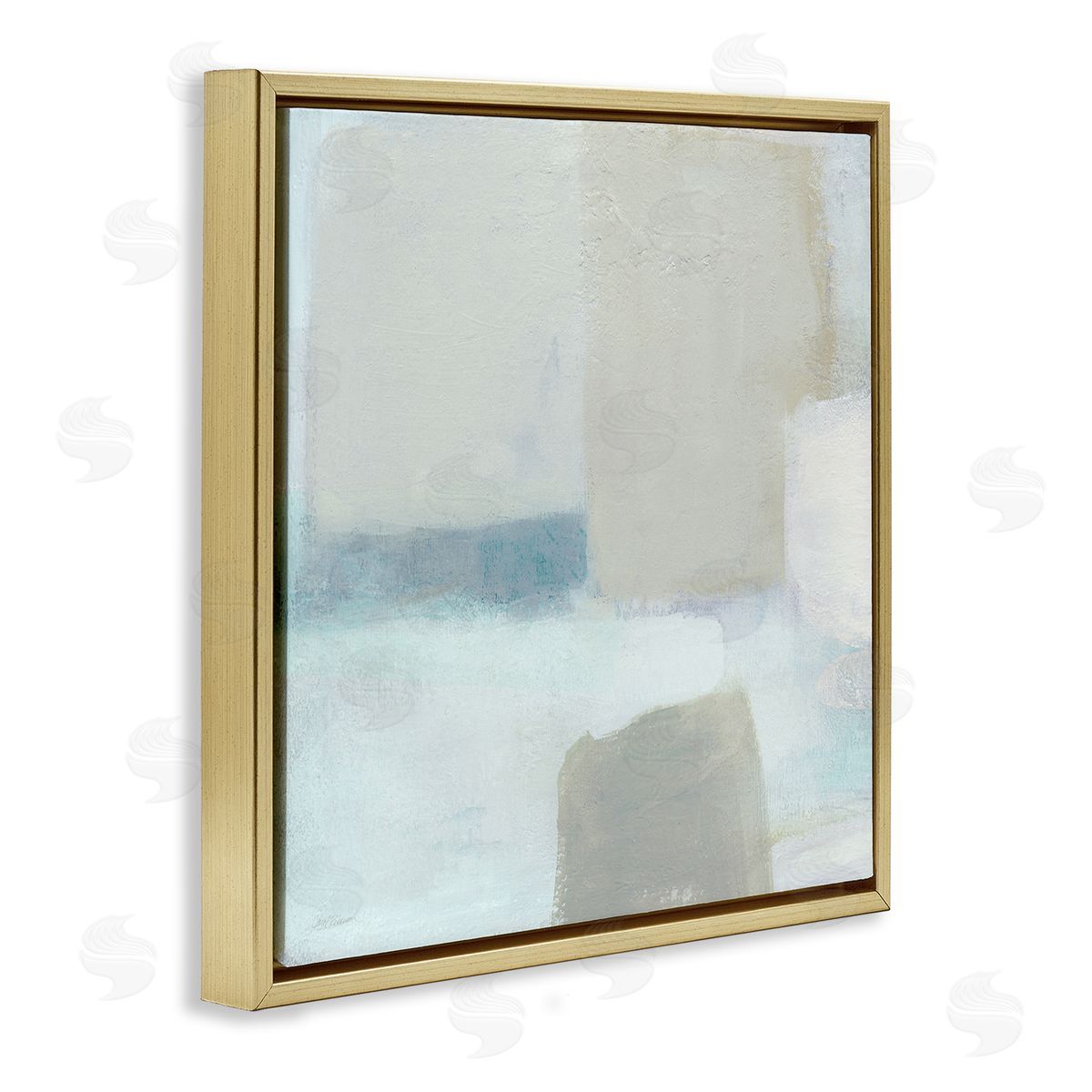 Carol Robinson Muted Blocked Abstract Shapes Gold Floating Frame Canvas Wall Art Print