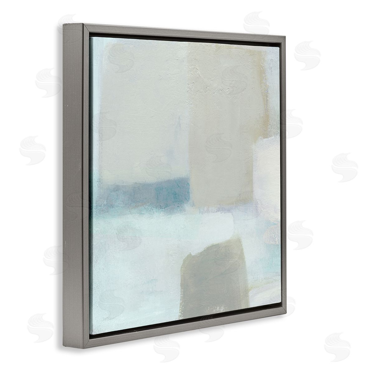 Carol Robinson Muted Blocked Abstract Shapes Gray Floating Frame Canvas Wall Art Print