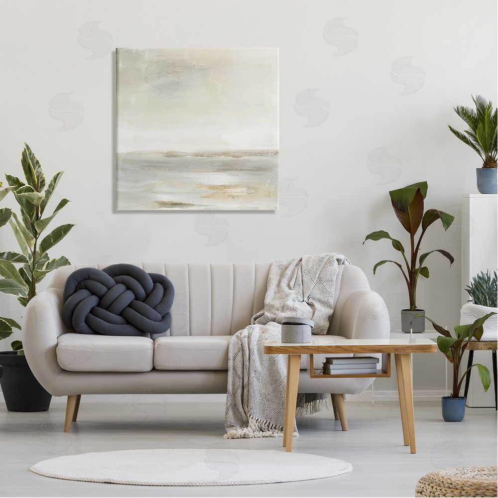 Judith Shapiro Beige Abstract Landscape Scene Canvas Wall Art in Room