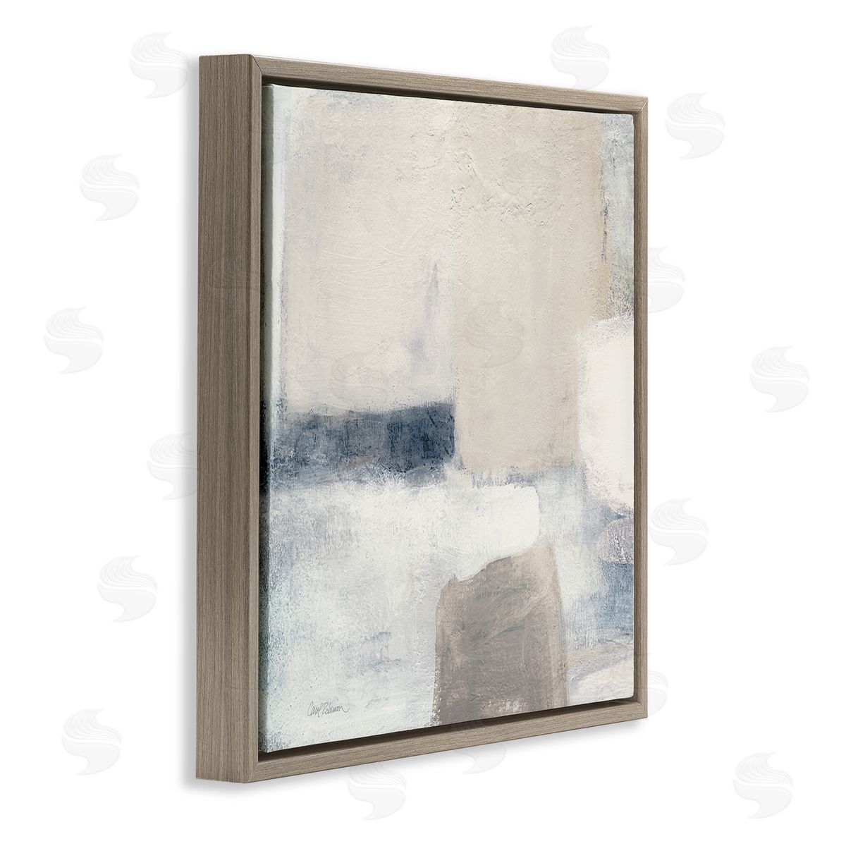 Carol Robinson Muted Geometric Abstract Shapes Brown Floating Frame Canvas Wall Art Print
