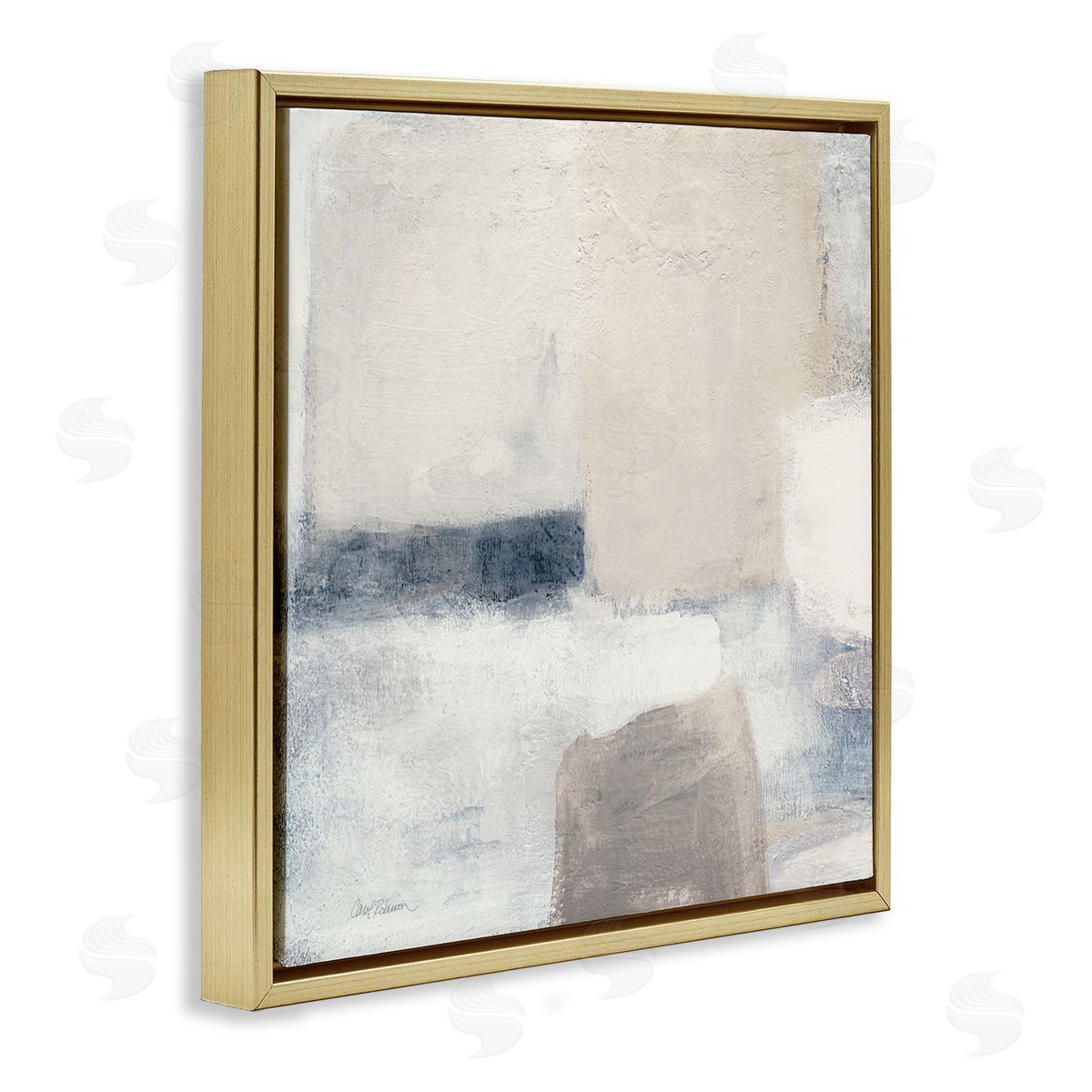 Carol Robinson Muted Geometric Abstract Shapes Gold Floating Frame Canvas Wall Art Print