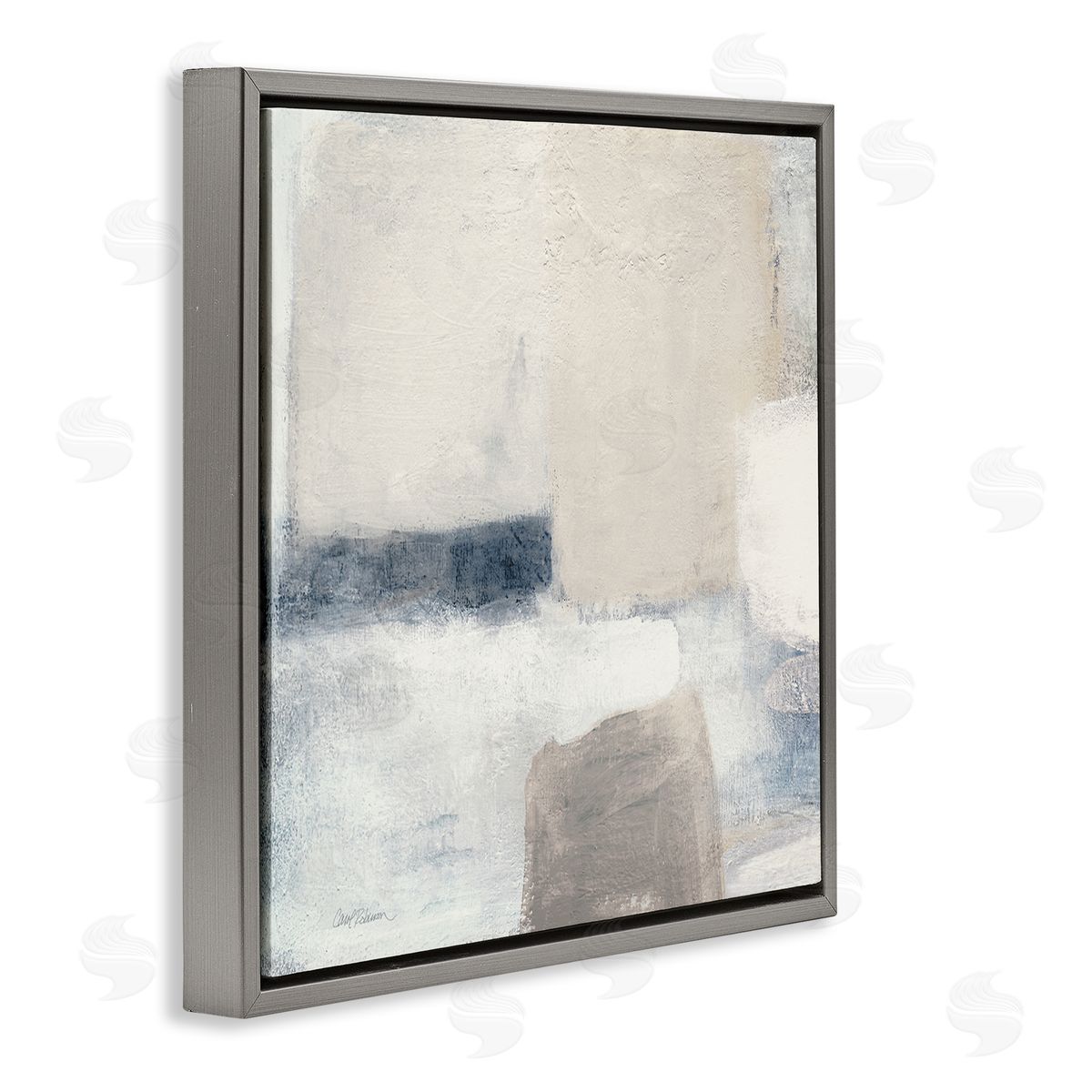 Carol Robinson Muted Geometric Abstract Shapes Gray Floating Frame Canvas Wall Art Print