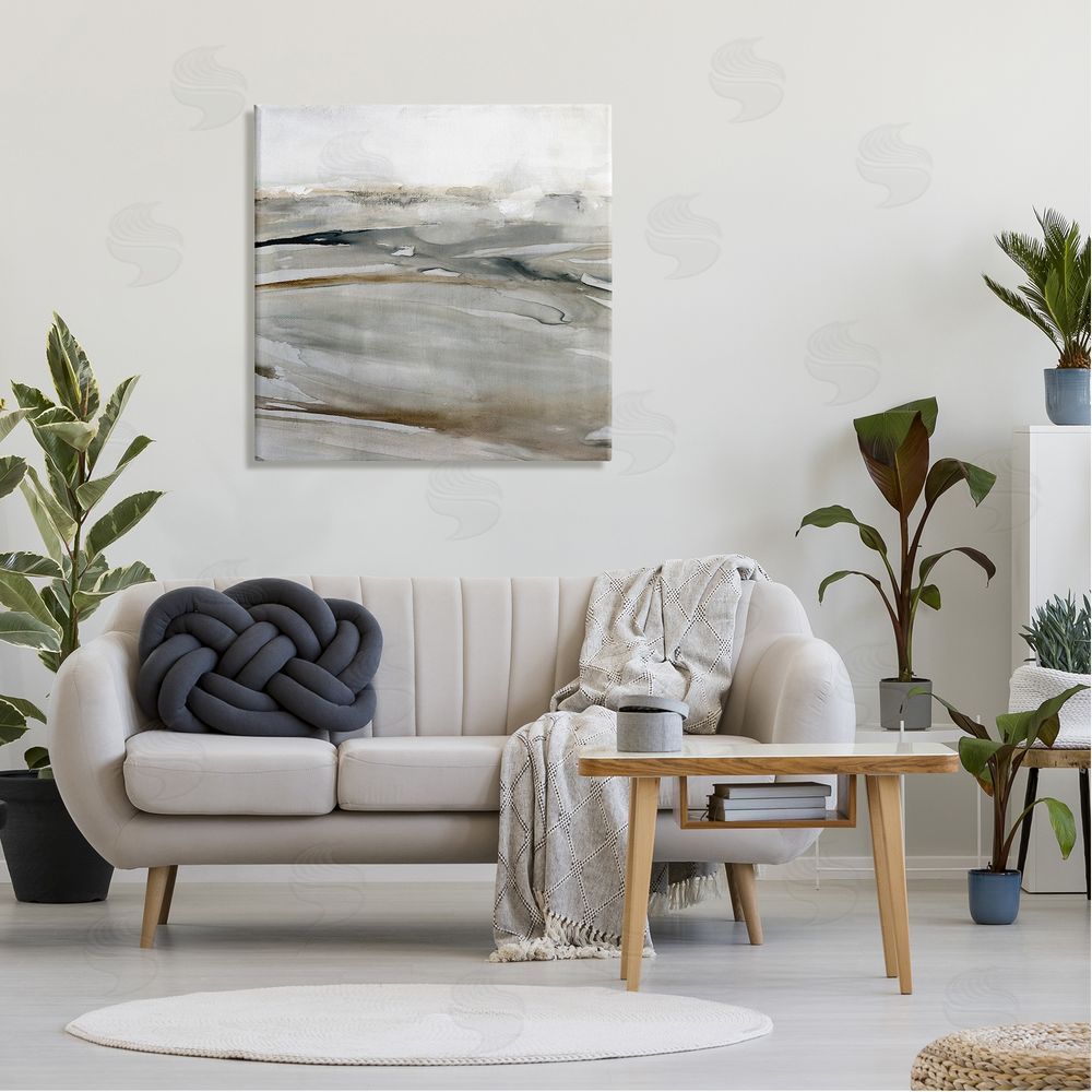 Carol Robinson Fluid Brown Abstract Composition Canvas Wall Art in Room