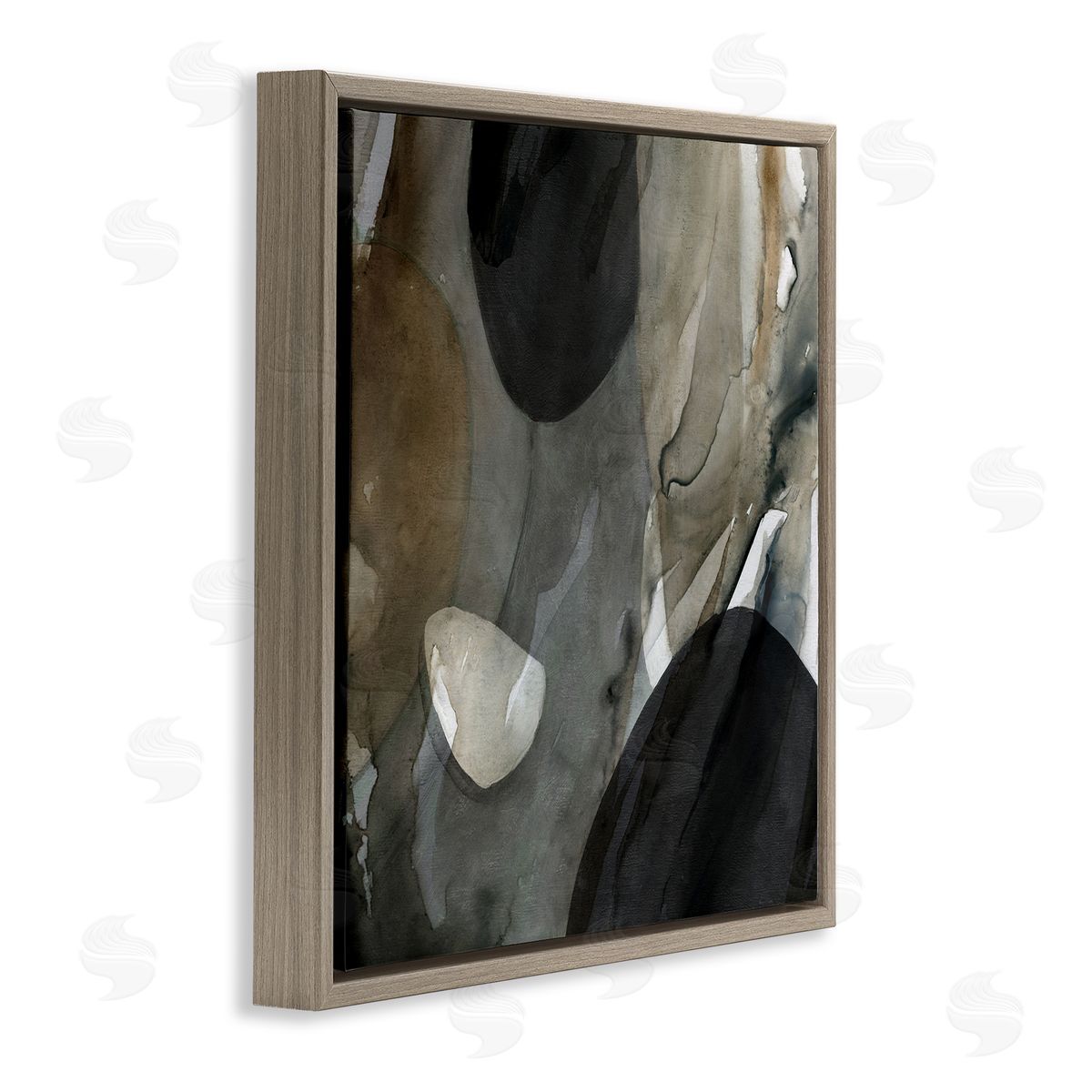 Carol Robinson Modern Layered Shapes Abstract Brown Floating Frame Canvas Wall Art Print