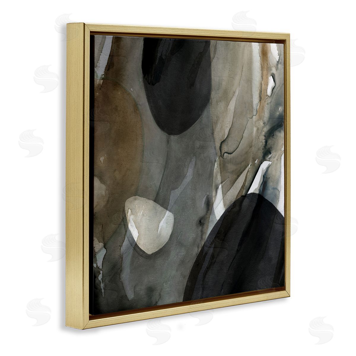 Carol Robinson Modern Layered Shapes Abstract Gold Floating Frame Canvas Wall Art Print