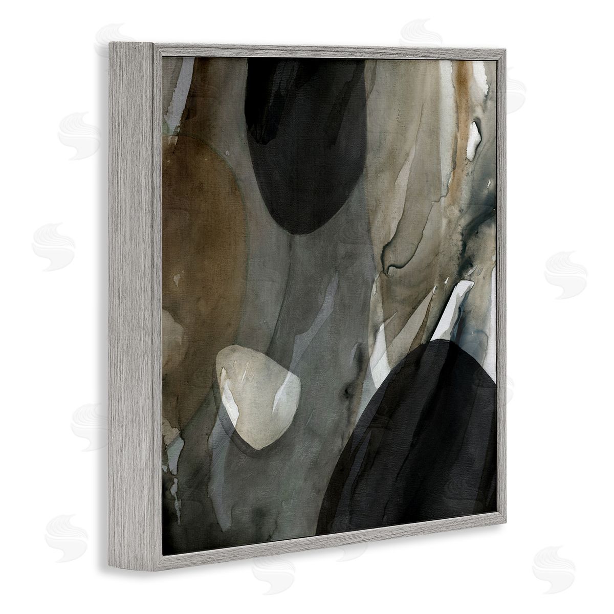 Carol Robinson Modern Layered Shapes Abstract Gray Framed Glicee Wall Art Print