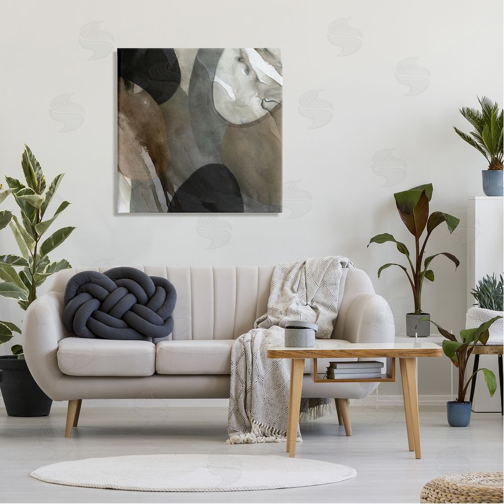 Carol Robinson Contemporary Round Layered Shapes  Canvas Wall Art in Room
