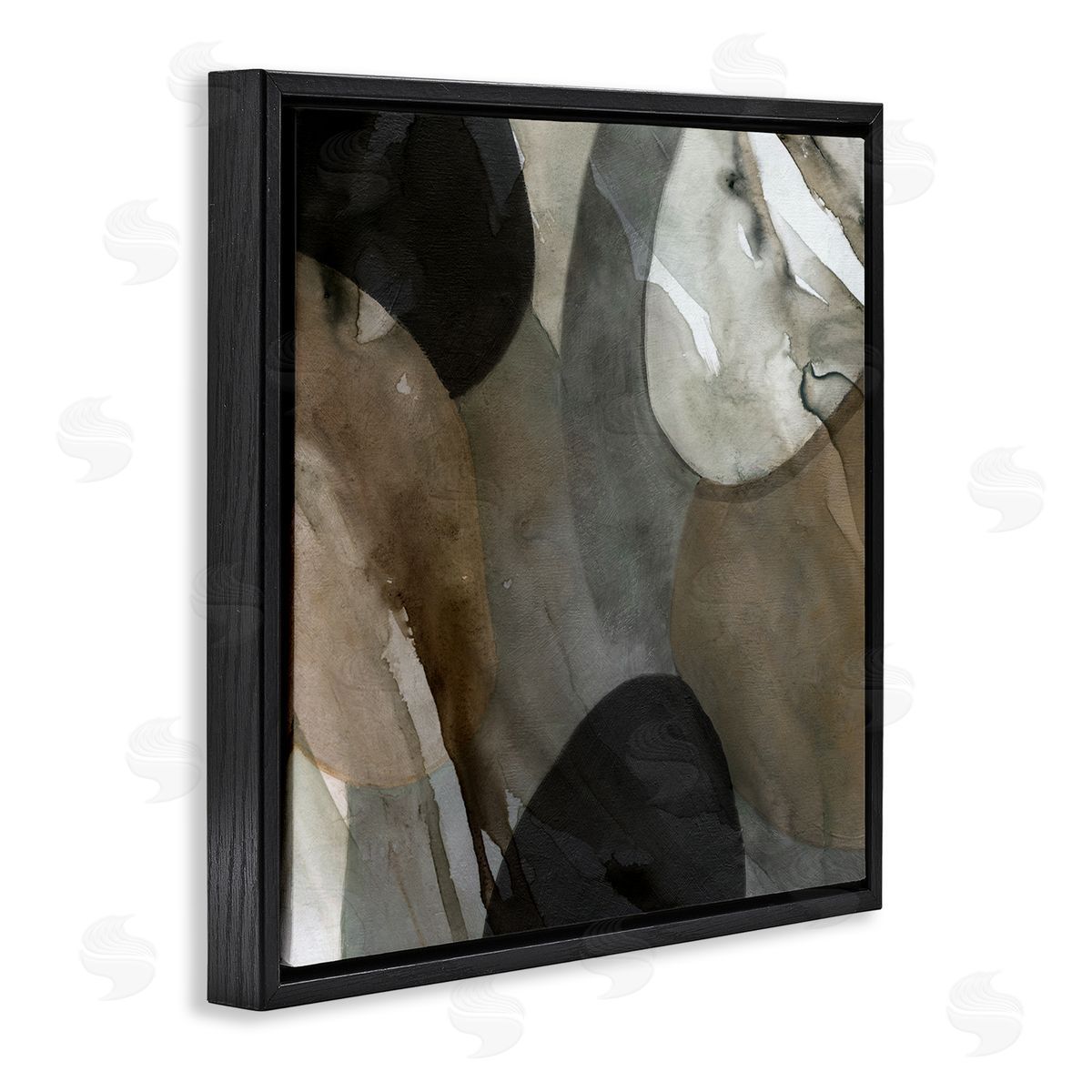 Carol Robinson Contemporary Round Layered Shapes  Black Floating Frame Canvas Wall Art Print