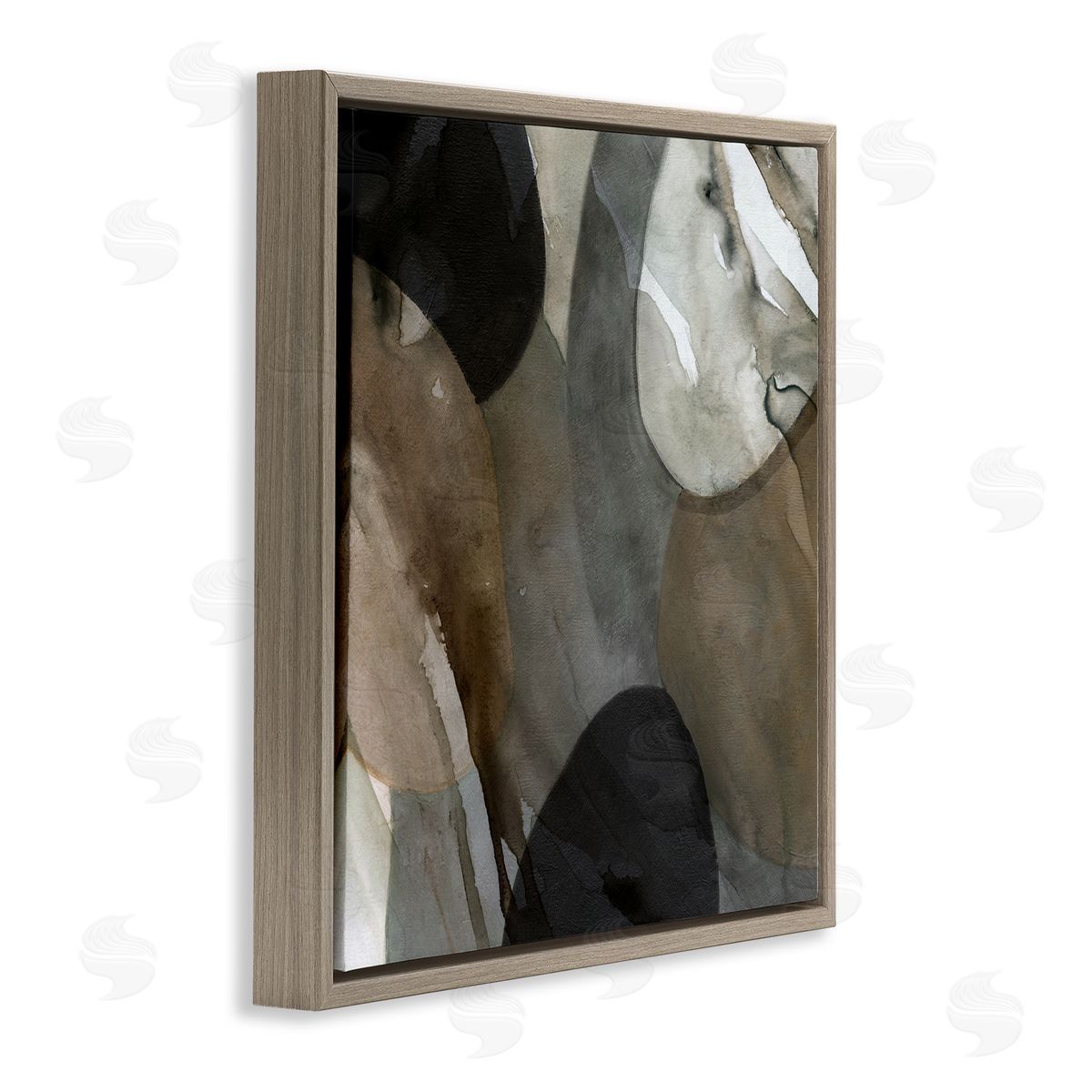 Carol Robinson Contemporary Round Layered Shapes  Brown Floating Frame Canvas Wall Art Print
