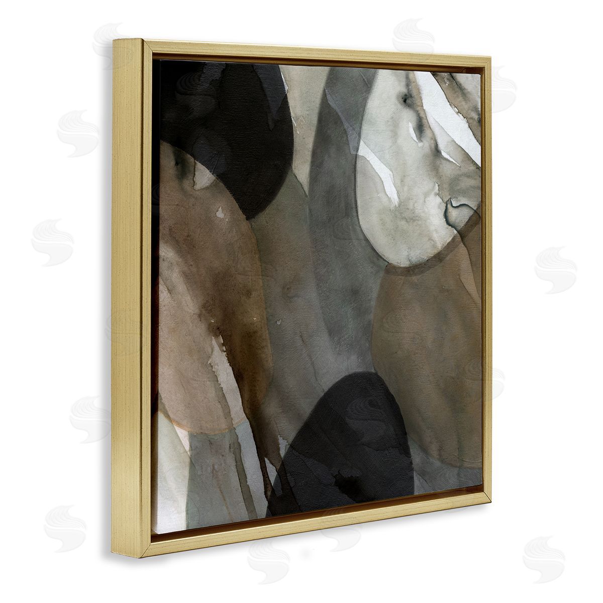 Carol Robinson Contemporary Round Layered Shapes  Gold Floating Frame Canvas Wall Art Print