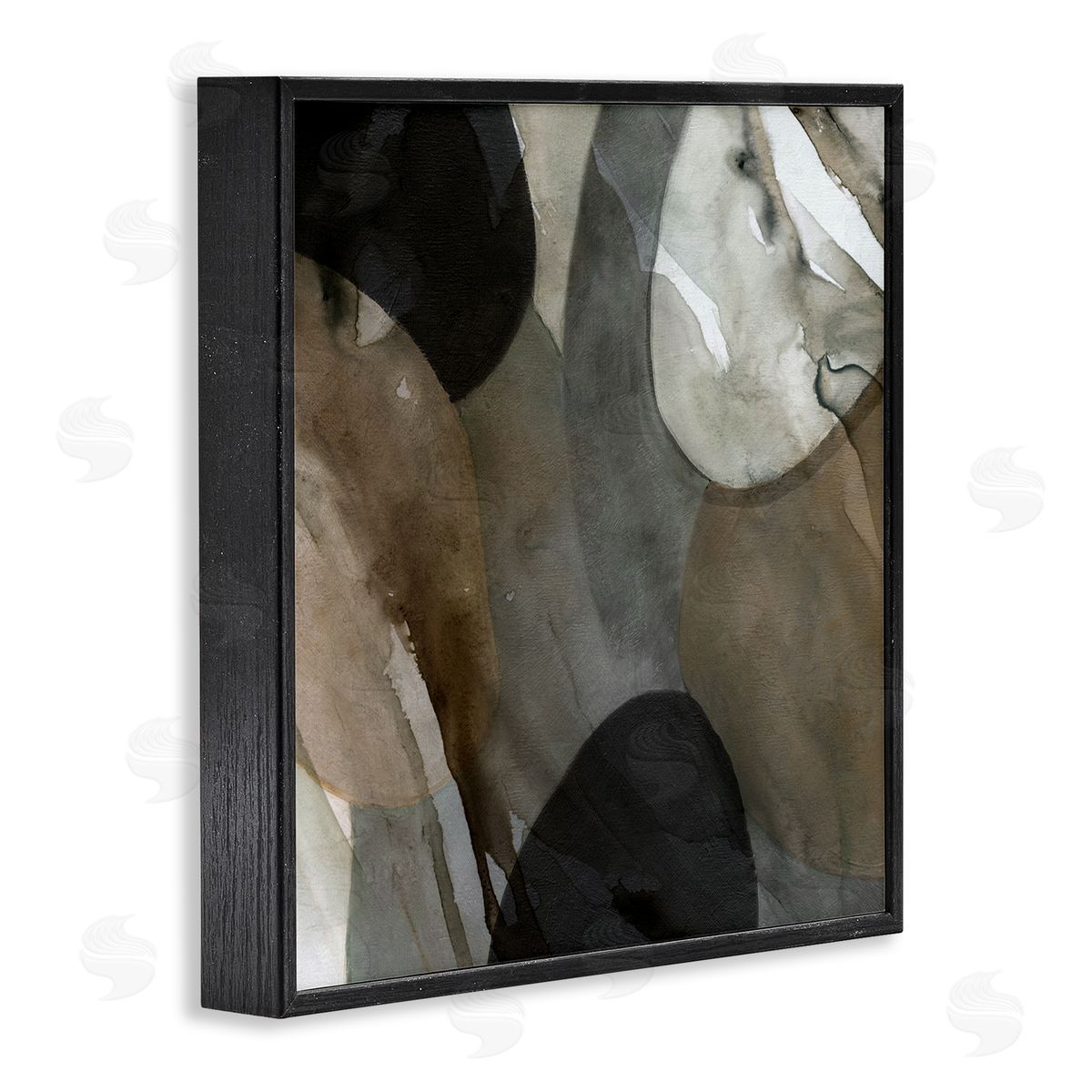 Carol Robinson Contemporary Round Layered Shapes  Black Framed Glicee Wall Art Print