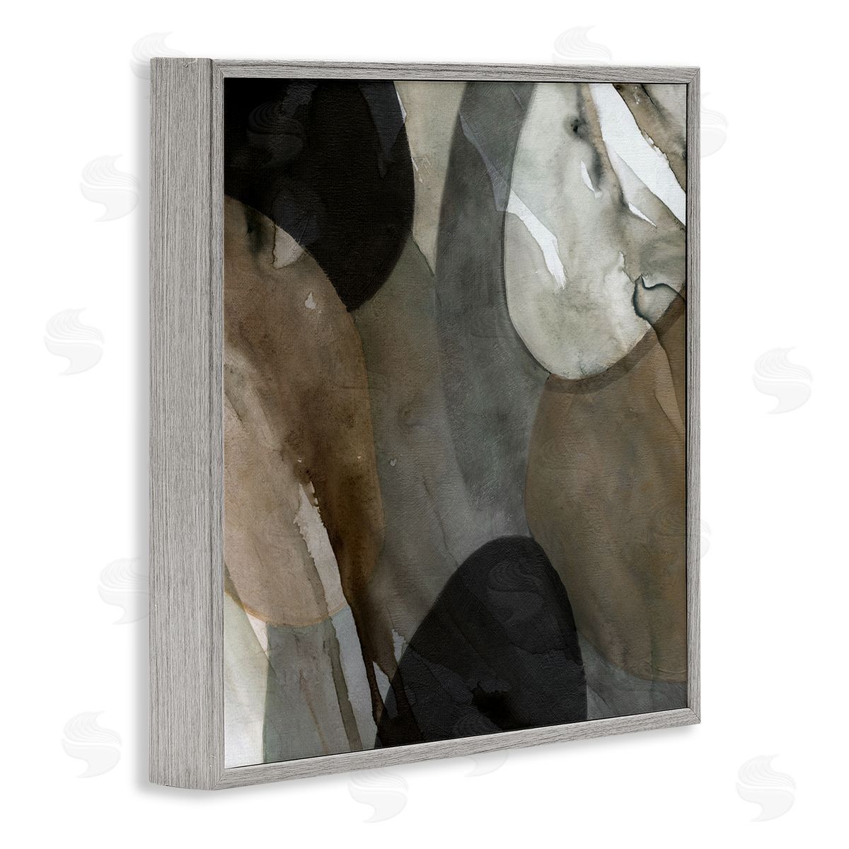 Carol Robinson Contemporary Round Layered Shapes  Gray Framed Glicee Wall Art Print