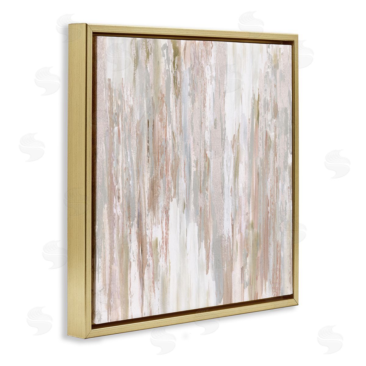 Susan Jill Muted Abstract Rain Streaks Gold Floating Frame Canvas Wall Art Print