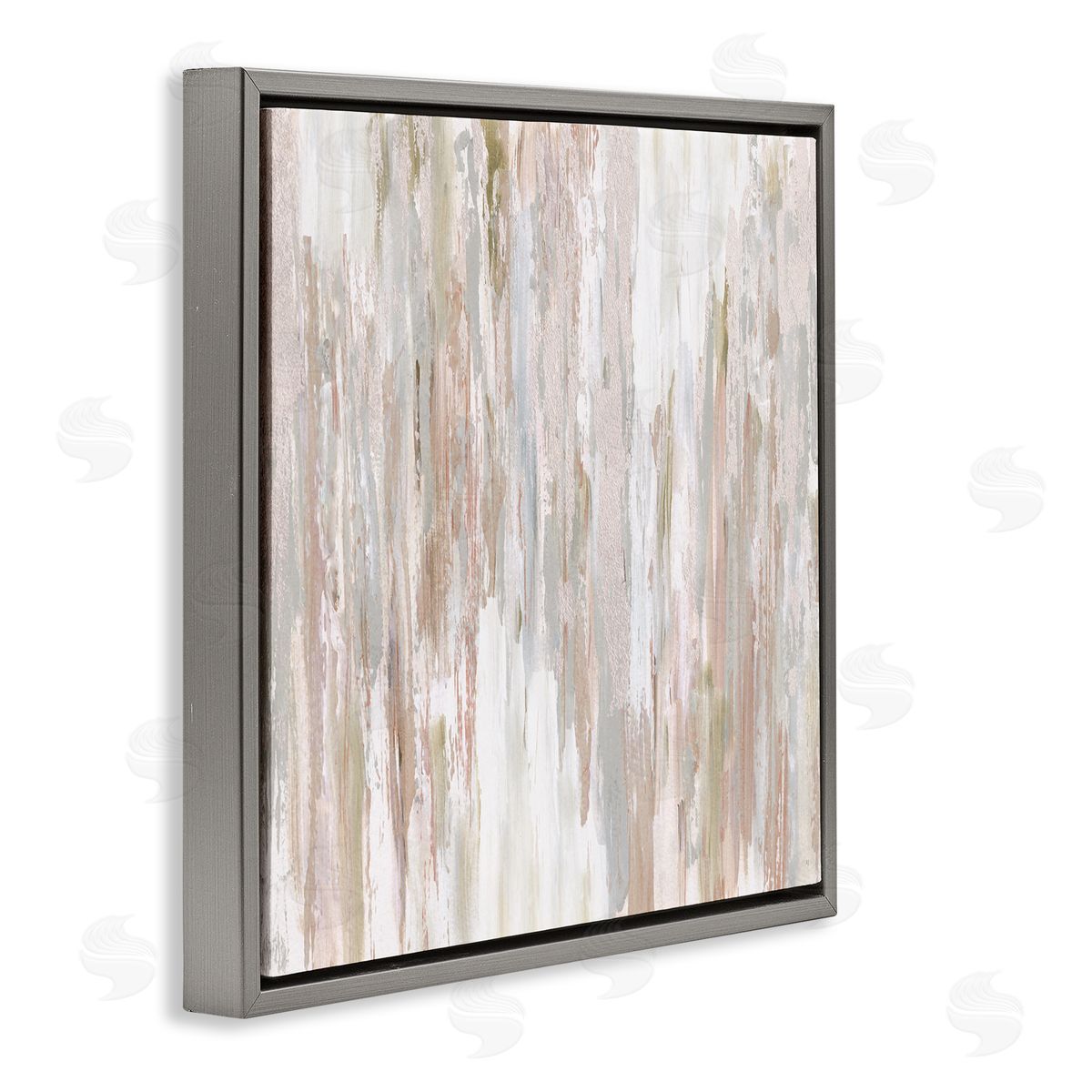 Susan Jill Muted Abstract Rain Streaks Gray Floating Frame Canvas Wall Art Print