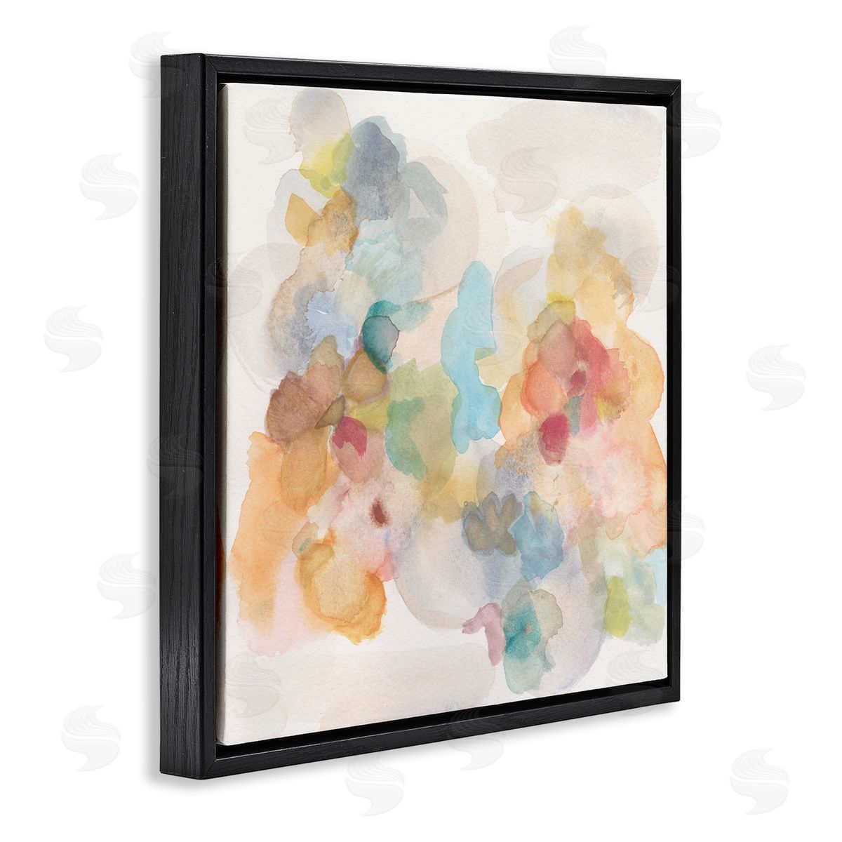 Soft Abstract Watercolor Splash Black Floating Frame Canvas Wall Art, Home Decor by Jodi Fuchs