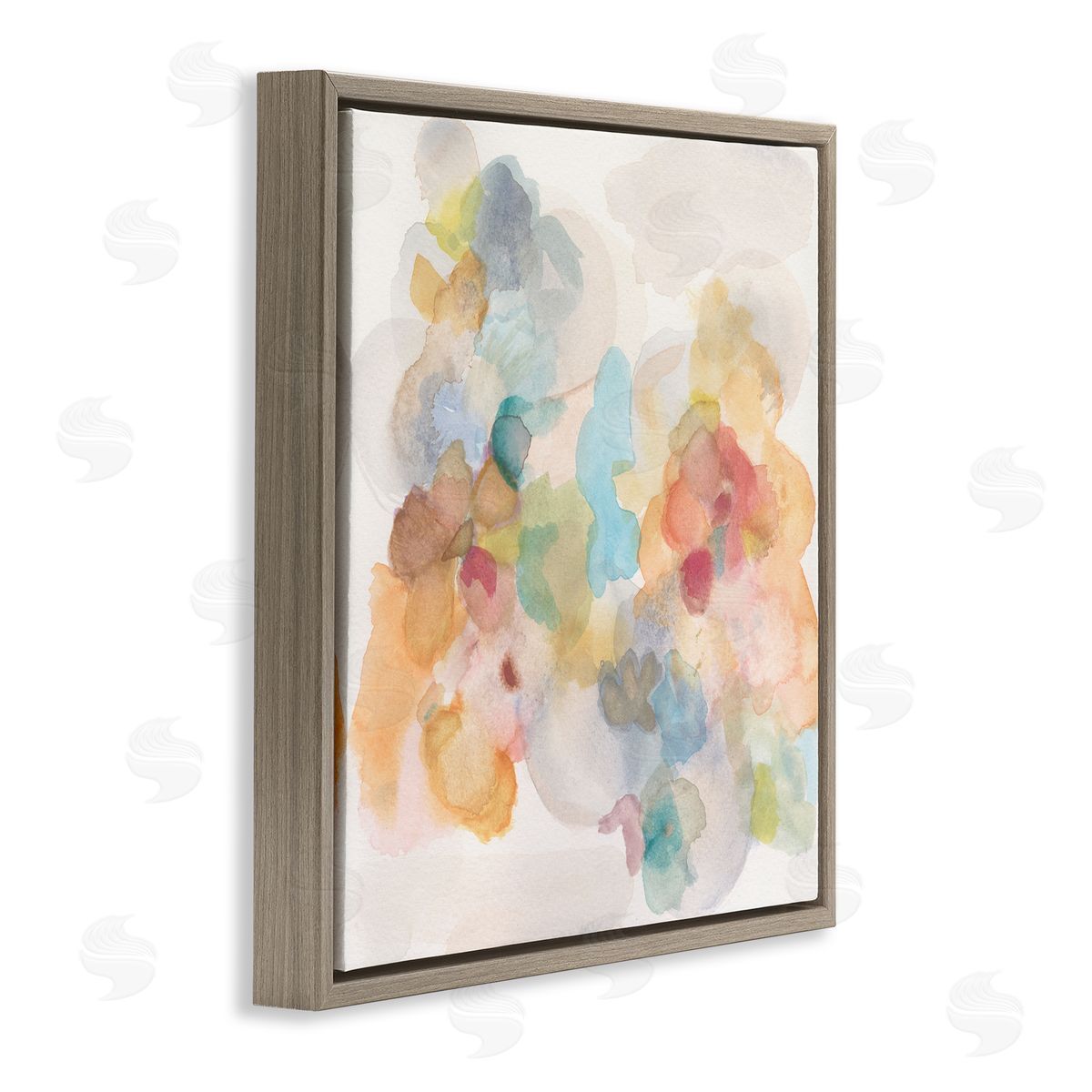Soft Abstract Watercolor Splash Brown Floating Frame Canvas Wall Art, Home Decor by Jodi Fuchs