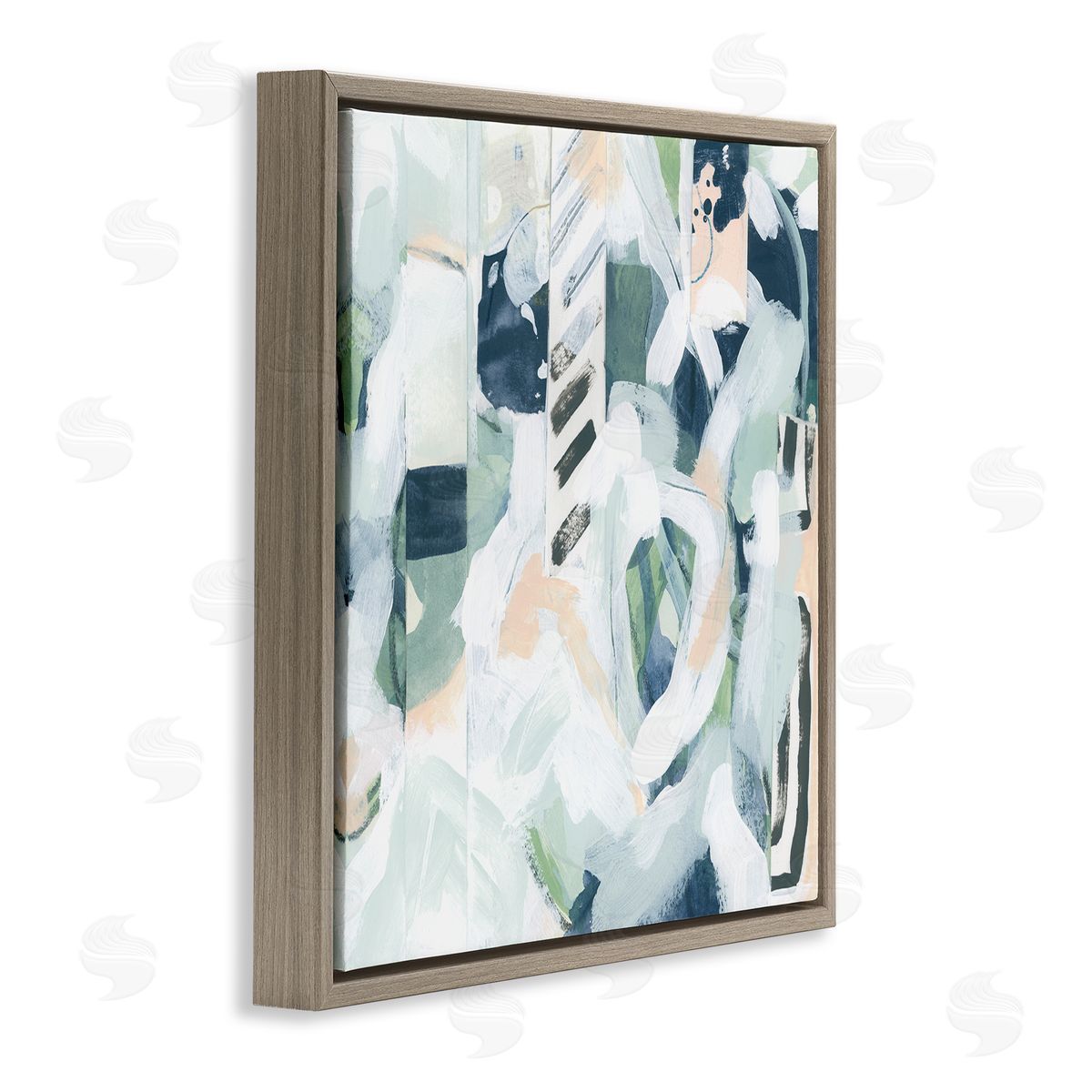 June Erica Vess Various Modern Shapes Arrangement Brown Floating Frame Canvas Wall Art Print