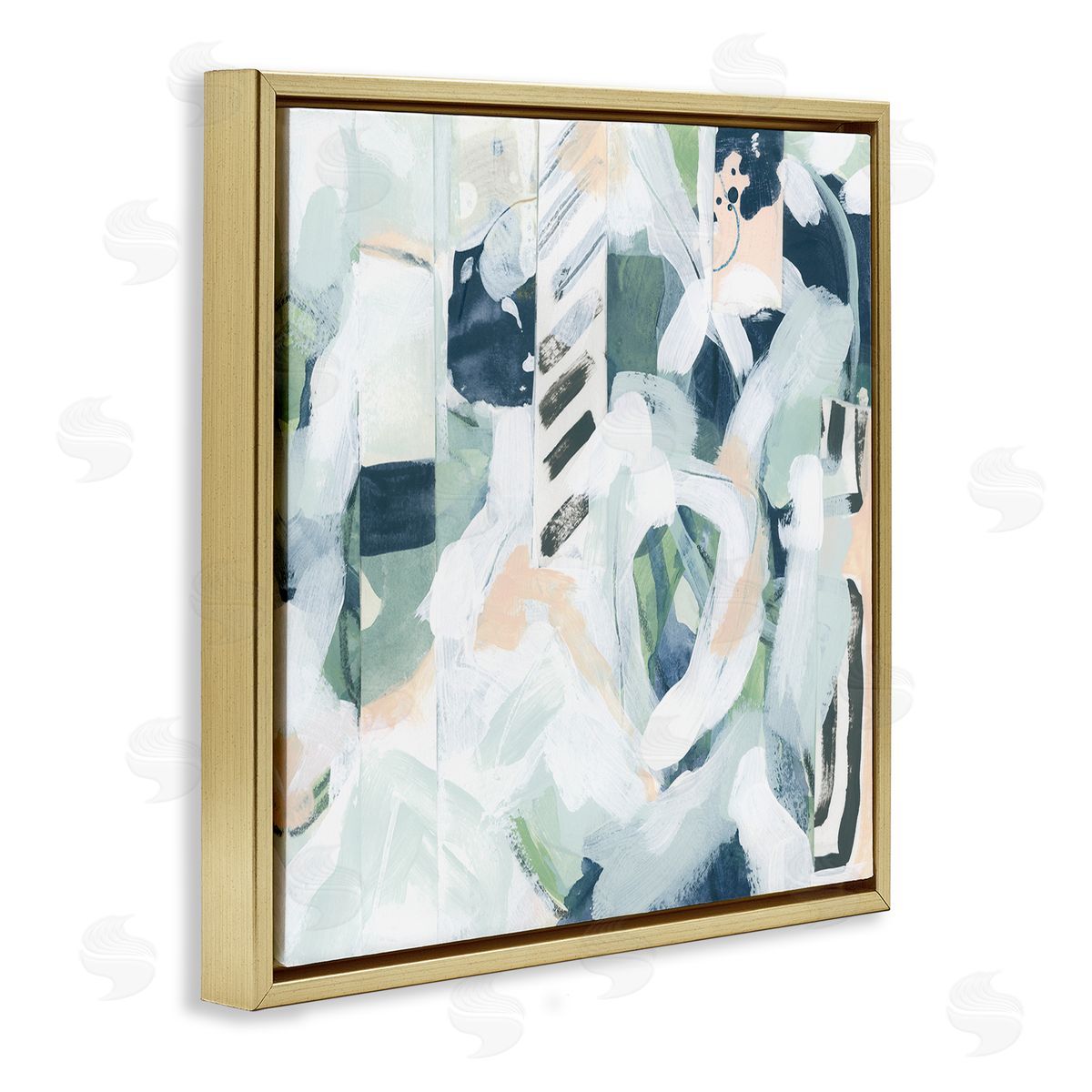 June Erica Vess Various Modern Shapes Arrangement Gold Floating Frame Canvas Wall Art Print