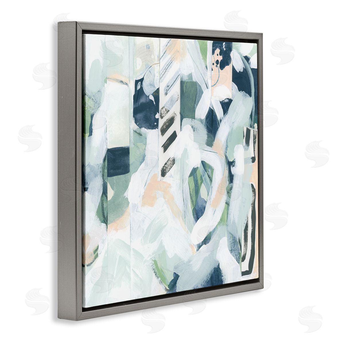 June Erica Vess Various Modern Shapes Arrangement Gray Floating Frame Canvas Wall Art Print