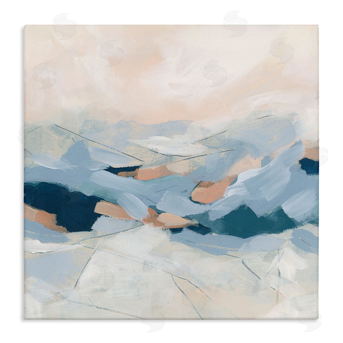 June Erica Vess Modern Brushed Mountain Landscape Stretched Canvas Wall Art Print