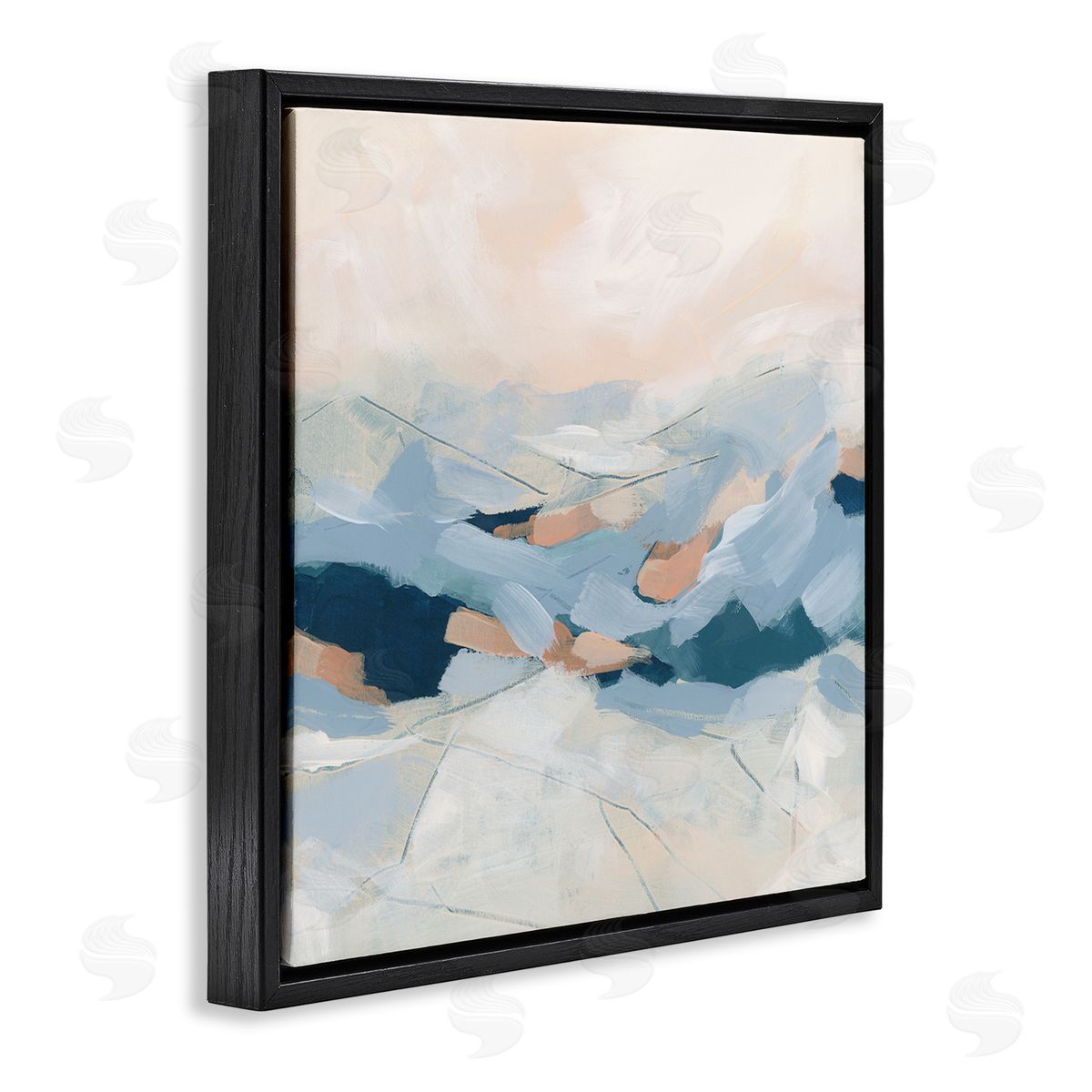 June Erica Vess Modern Brushed Mountain Landscape Black Floating Frame Canvas Wall Art Print