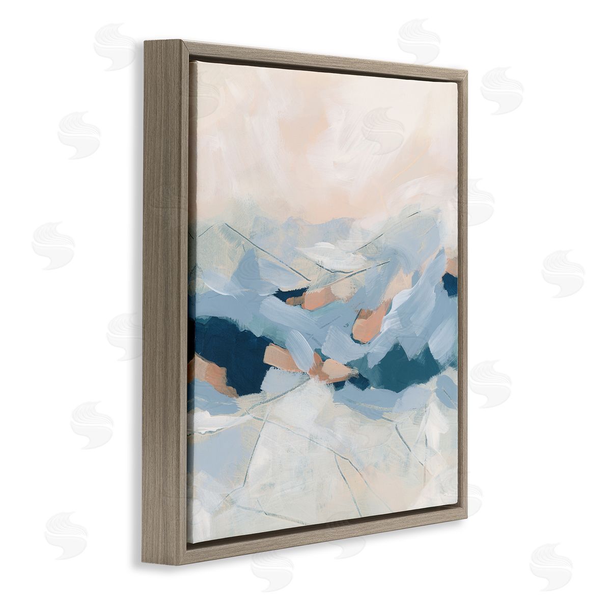 June Erica Vess Modern Brushed Mountain Landscape Brown Floating Frame Canvas Wall Art Print