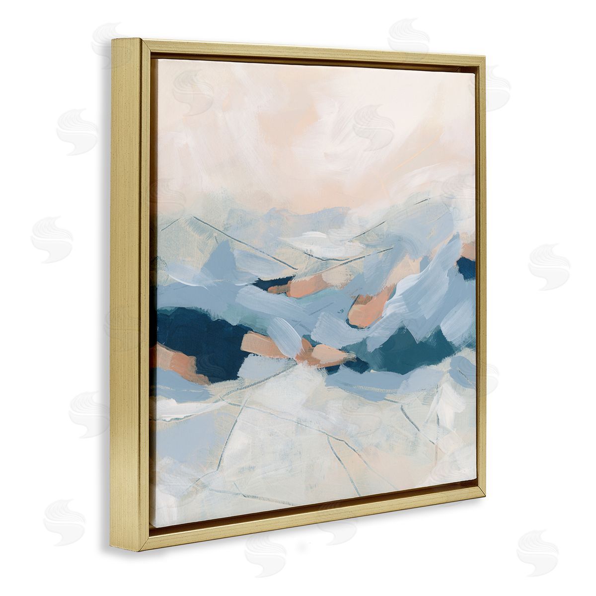 June Erica Vess Modern Brushed Mountain Landscape Gold Floating Frame Canvas Wall Art Print