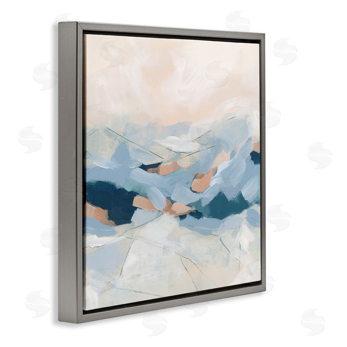 June Erica Vess Modern Brushed Mountain Landscape Gray Floating Frame Canvas Wall Art Print