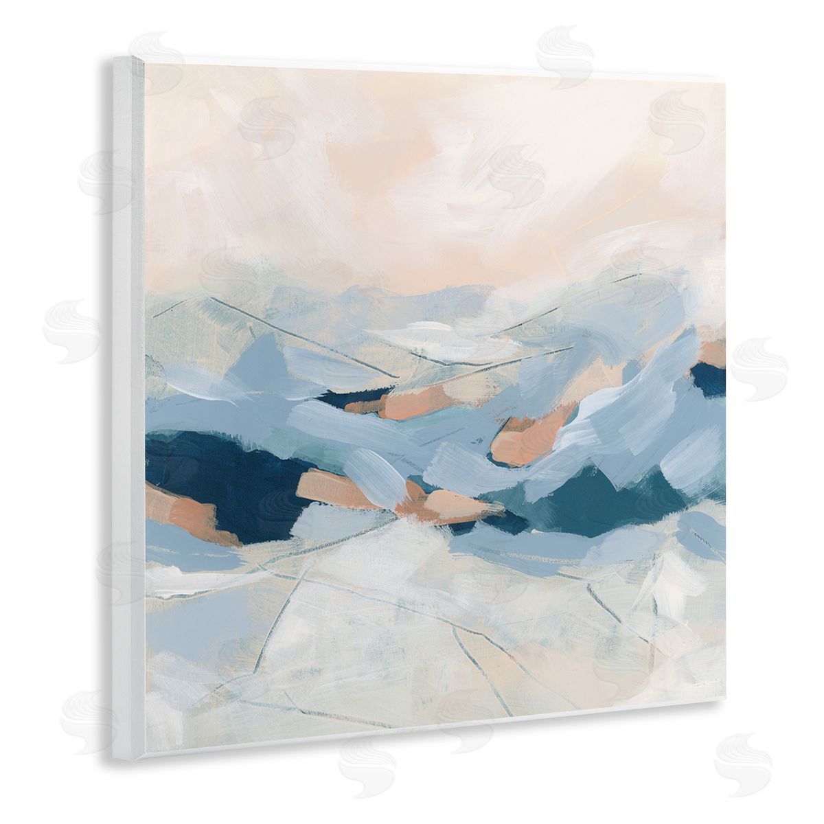 June Erica Vess Modern Brushed Mountain Landscape Wooden Wall Plaque Art Print