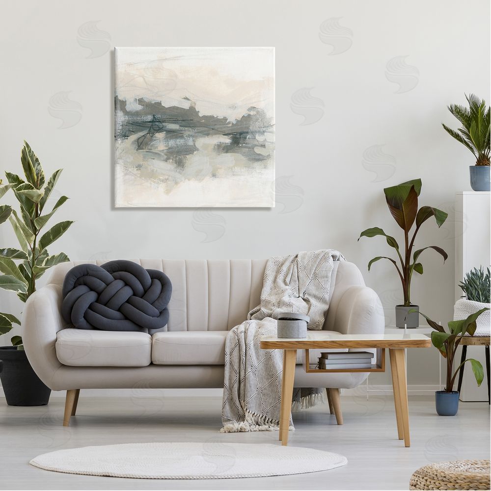 June Erica Vess Contemporary Moody Abstract Scribble Canvas Wall Art in Room