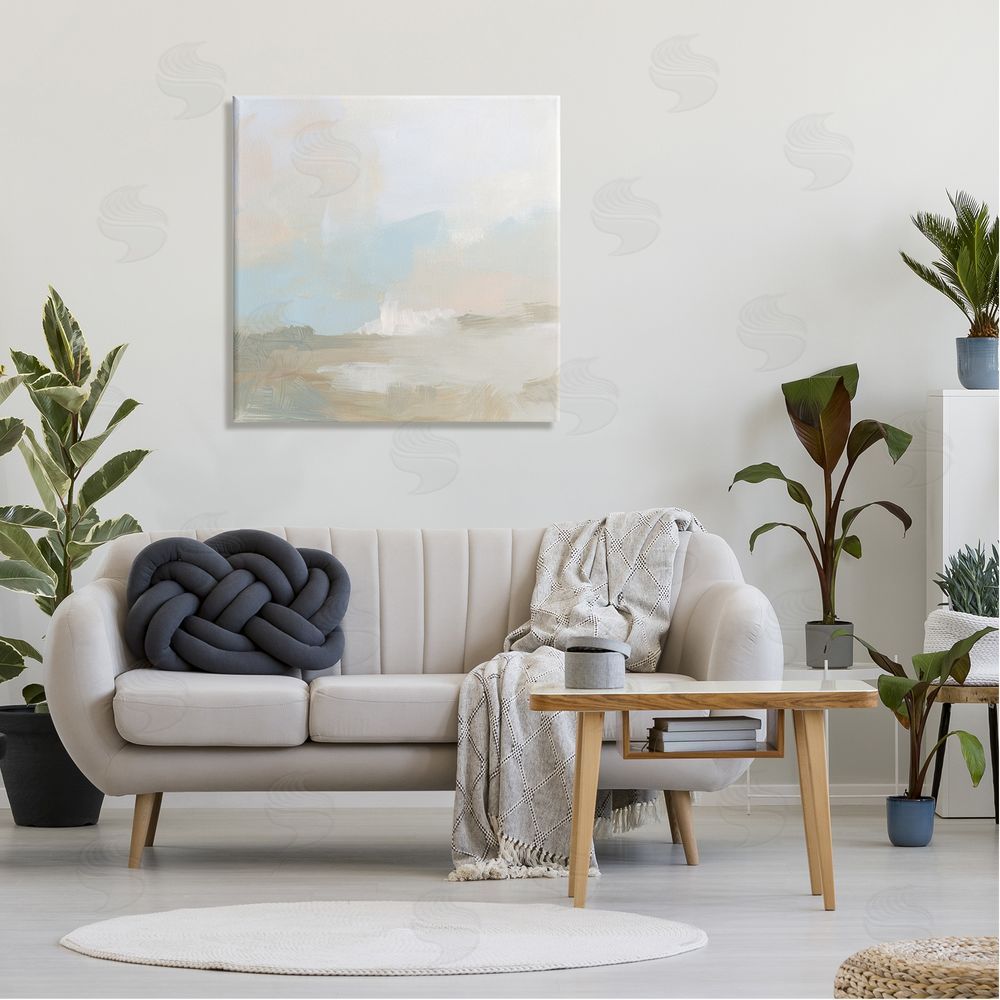 June Erica Vess Soft Beige Abstract Scene Canvas Wall Art in Room