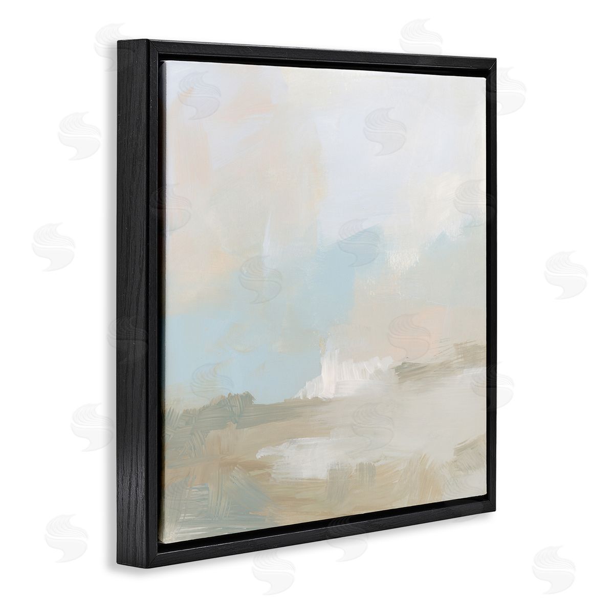 June Erica Vess Soft Beige Abstract Scene Black Floating Frame Canvas Wall Art Print
