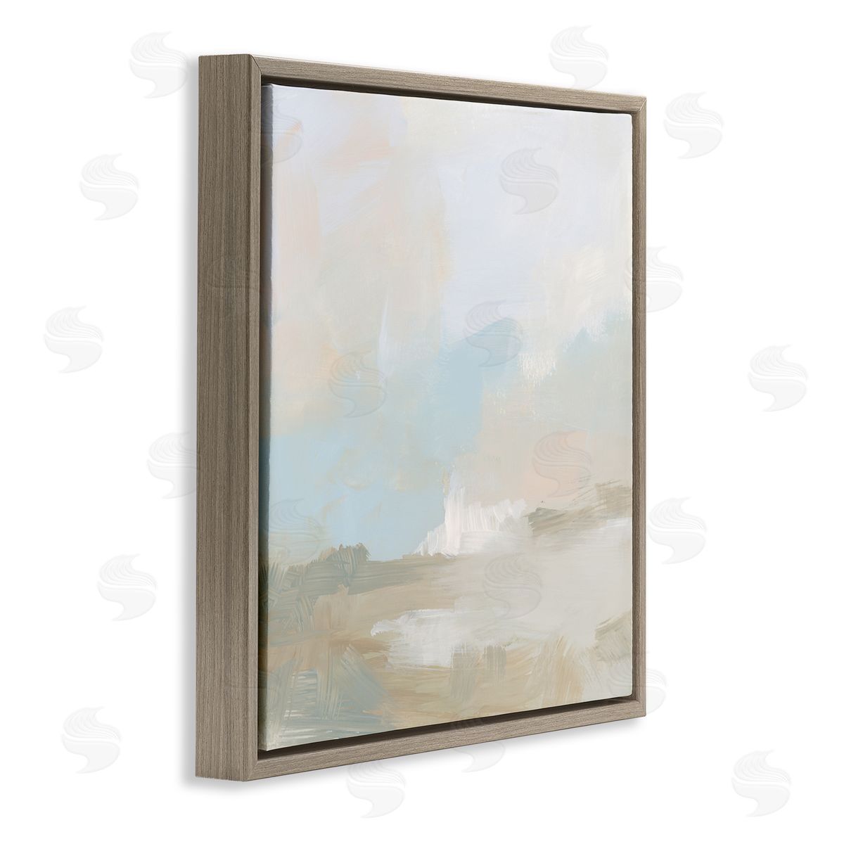 June Erica Vess Soft Beige Abstract Scene Brown Floating Frame Canvas Wall Art Print