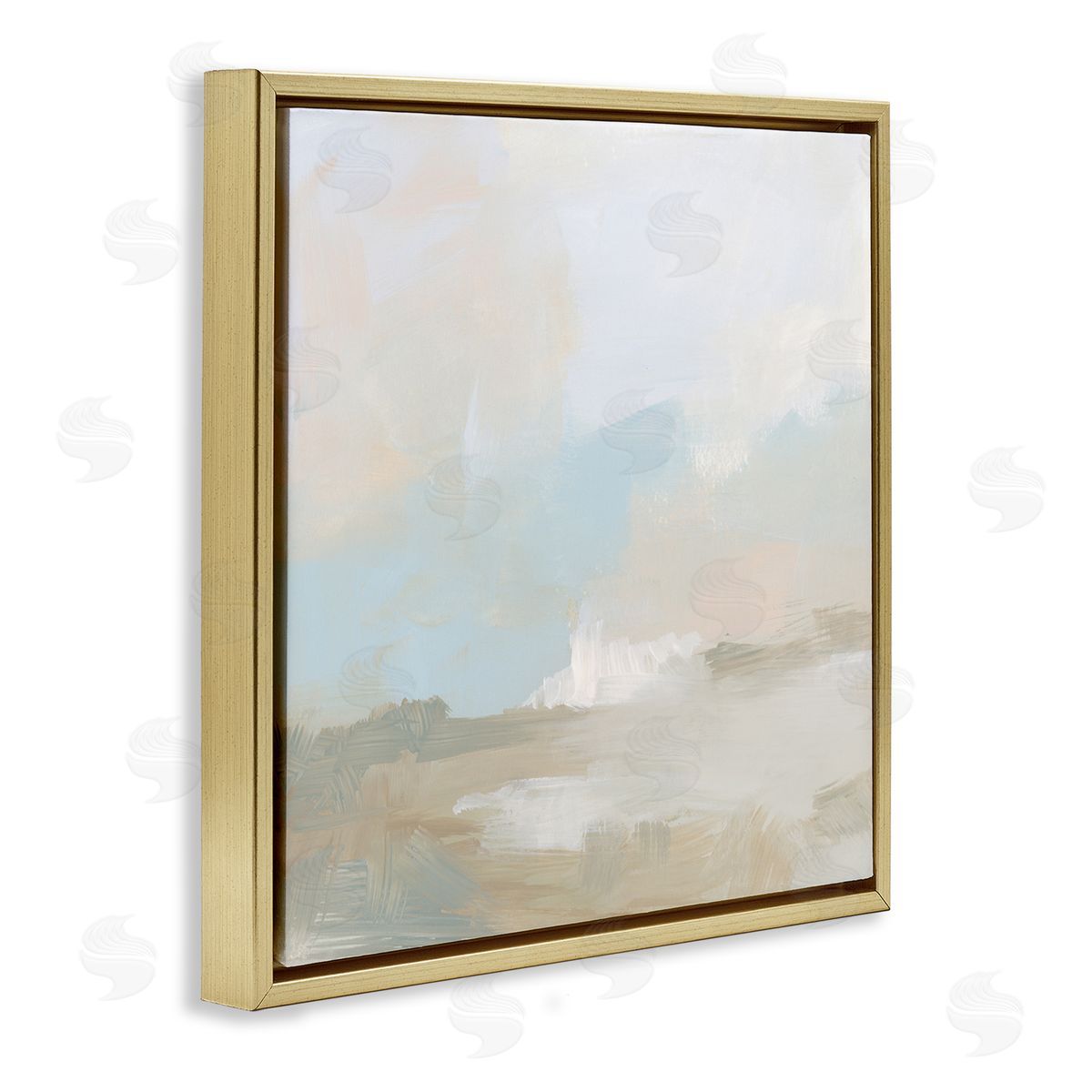 June Erica Vess Soft Beige Abstract Scene Gold Floating Frame Canvas Wall Art Print