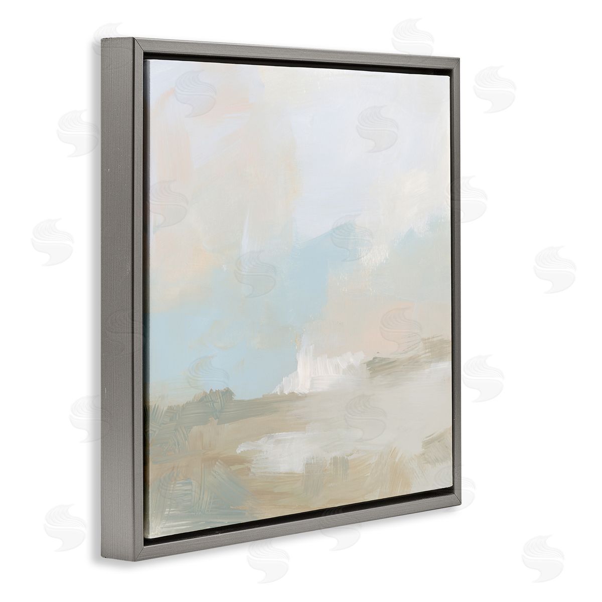 June Erica Vess Soft Beige Abstract Scene Gray Floating Frame Canvas Wall Art Print