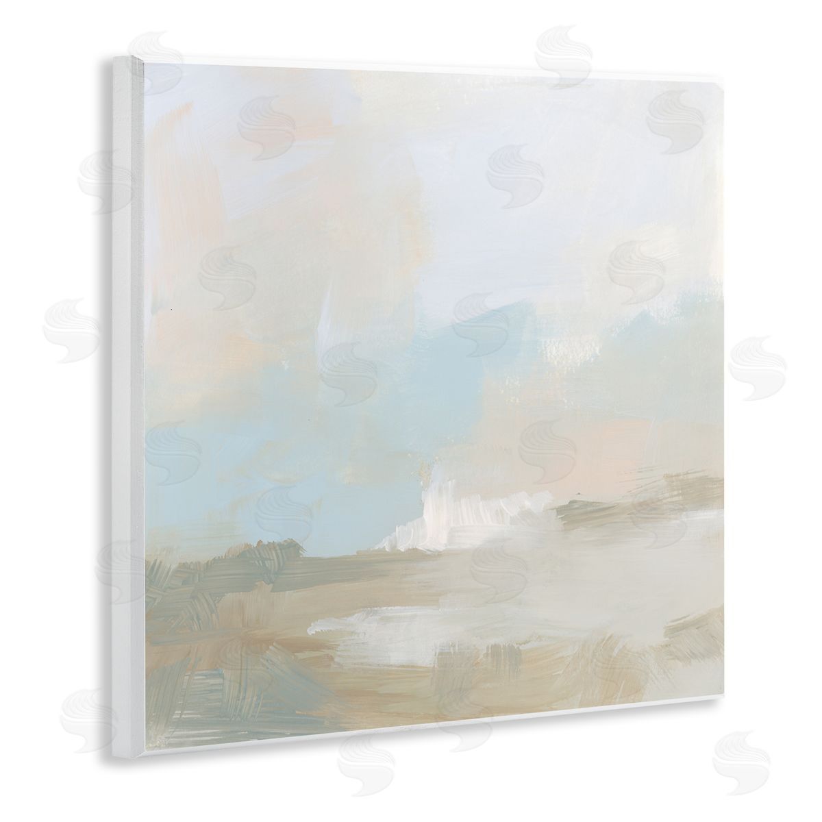 June Erica Vess Soft Beige Abstract Scene Wooden Wall Plaque Art Print