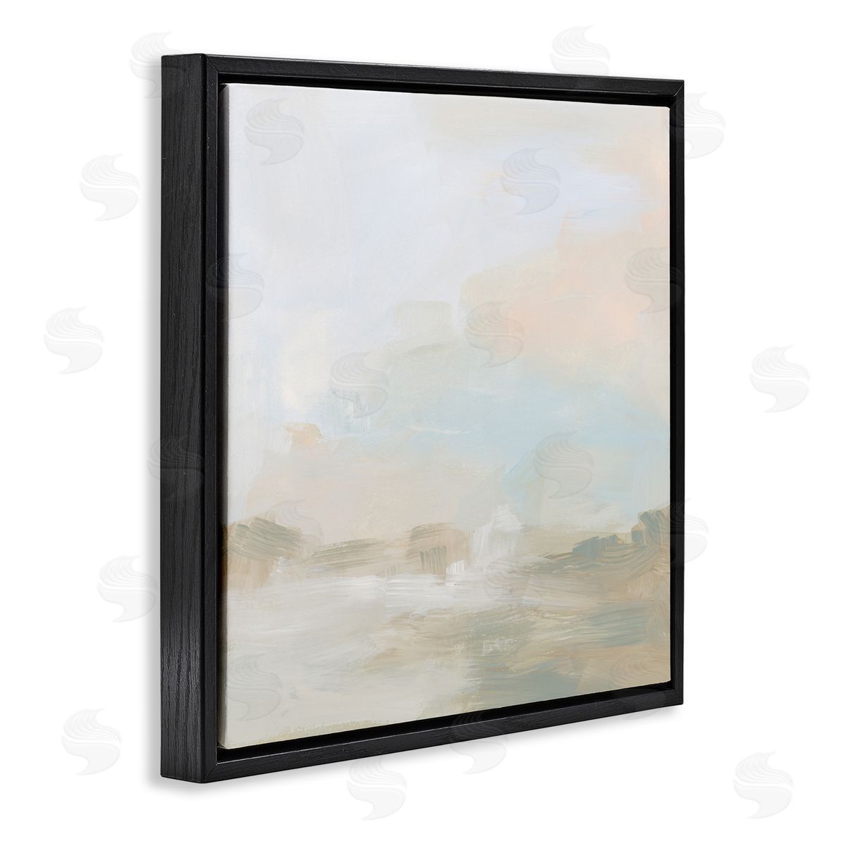 Modern Neutral Landscape Abstract Black Floating Frame Canvas Wall Art, Home Decor by June Erica Vess
