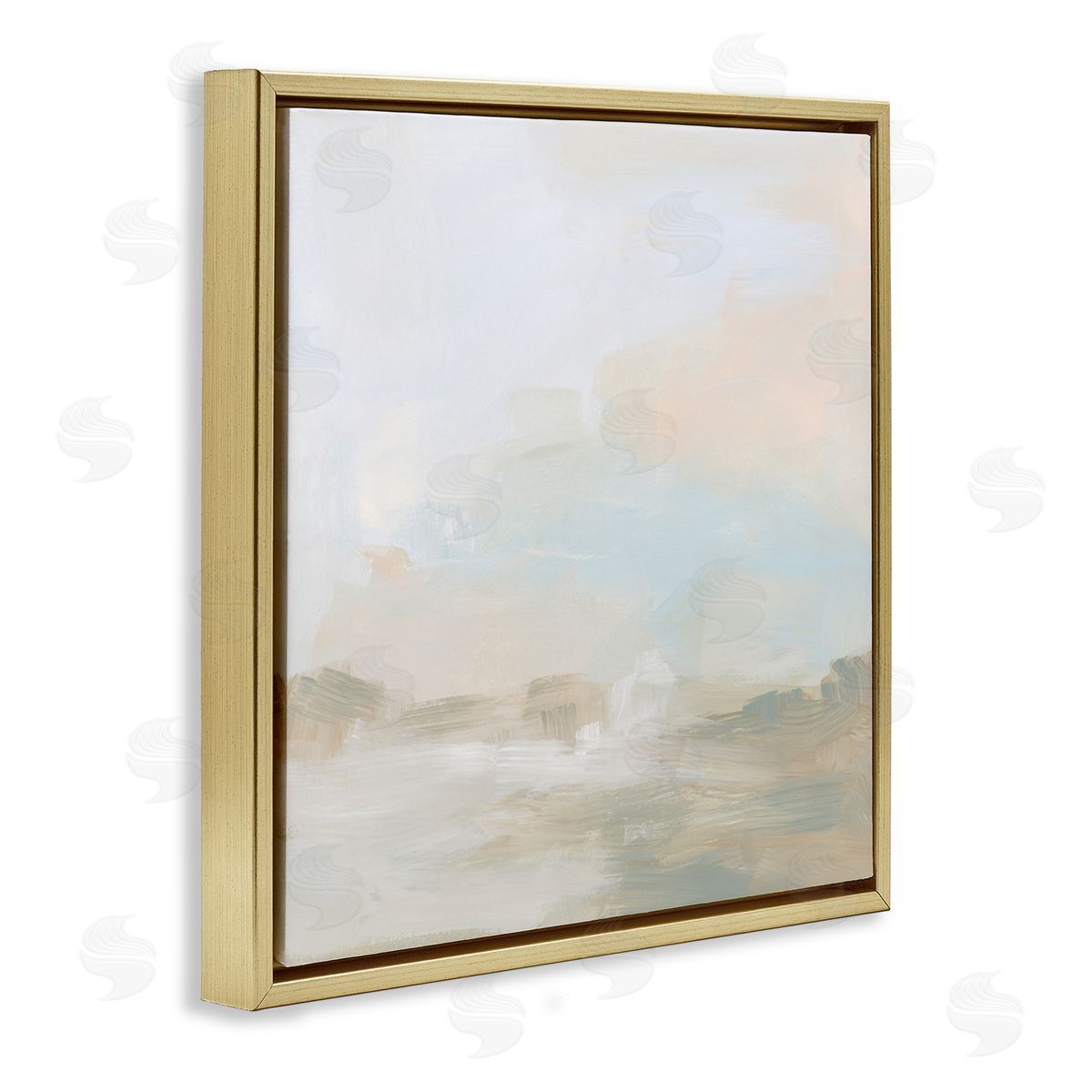 Modern Neutral Landscape Abstract Gold Floating Frame Canvas Wall Art, Home Decor by June Erica Vess
