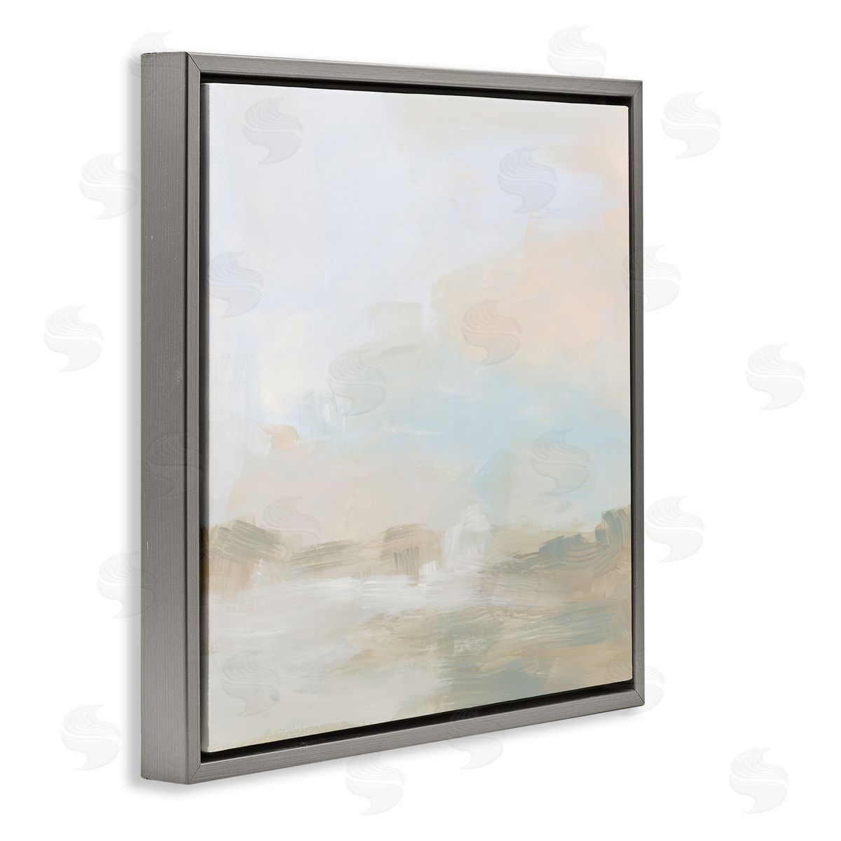 Modern Neutral Landscape Abstract Grey Floating Frame Canvas Wall Art, Home Decor by June Erica Vess