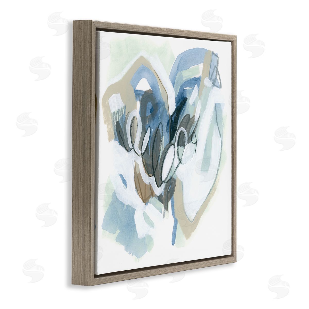 June Erica Vess Modern Chaotic Spiral Shapes Brown Floating Frame Canvas Wall Art Print