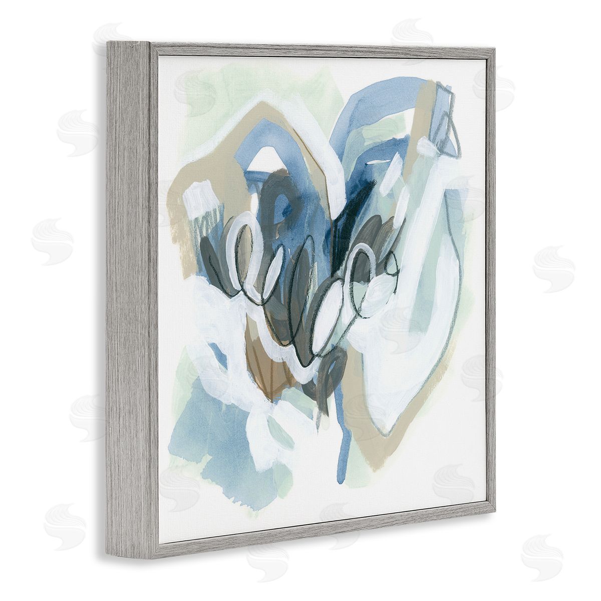 June Erica Vess Modern Chaotic Spiral Shapes Gray Framed Glicee Wall Art Print