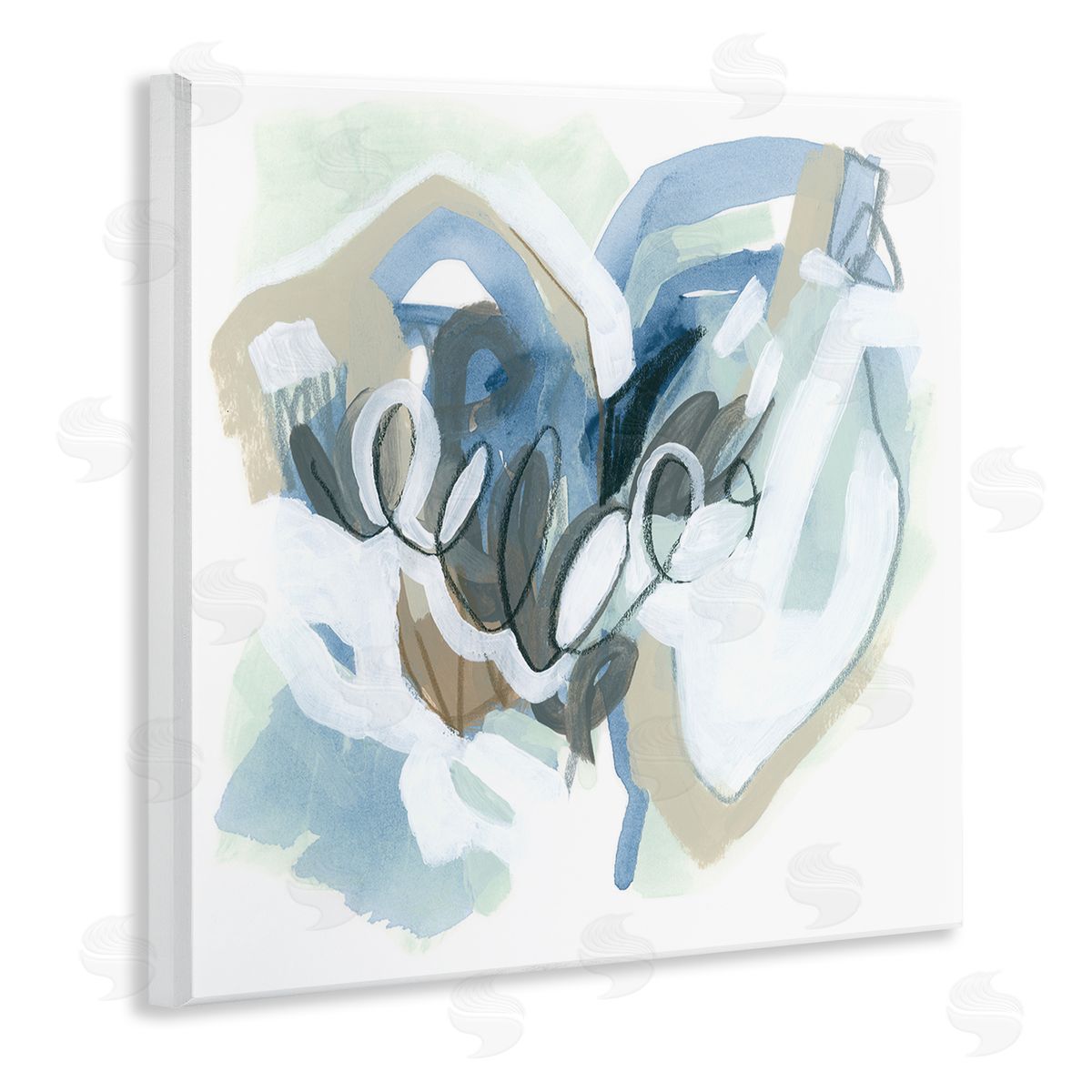 June Erica Vess Modern Chaotic Spiral Shapes Wooden Wall Plaque Art Print