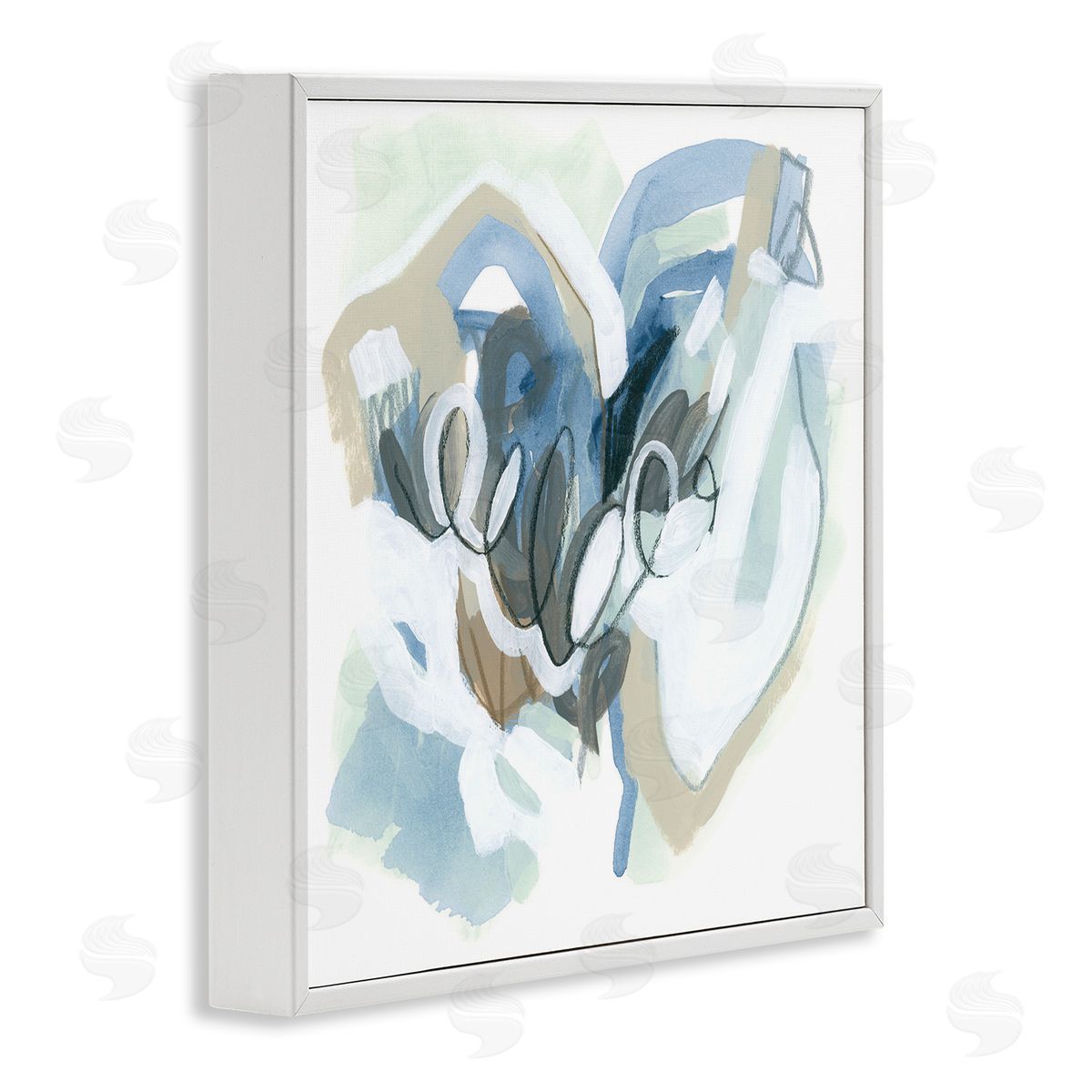 June Erica Vess Modern Chaotic Spiral Shapes White Framed Glicee Wall Art Print