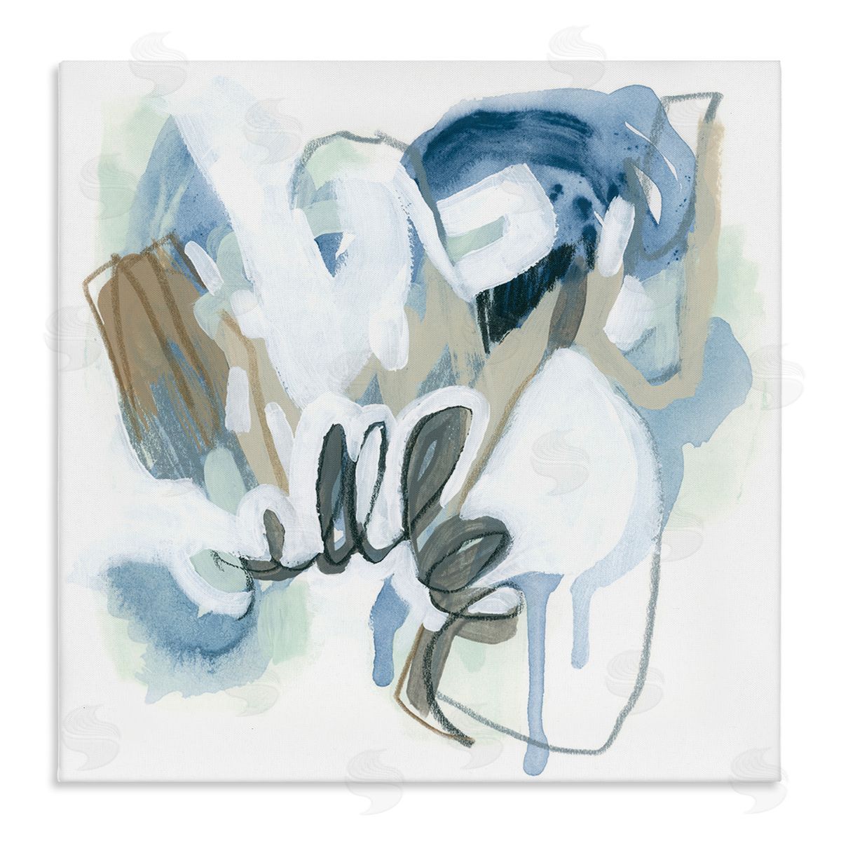 June Erica Vess Blue Abstract Shapes Collage Stretched Canvas Wall Art Print